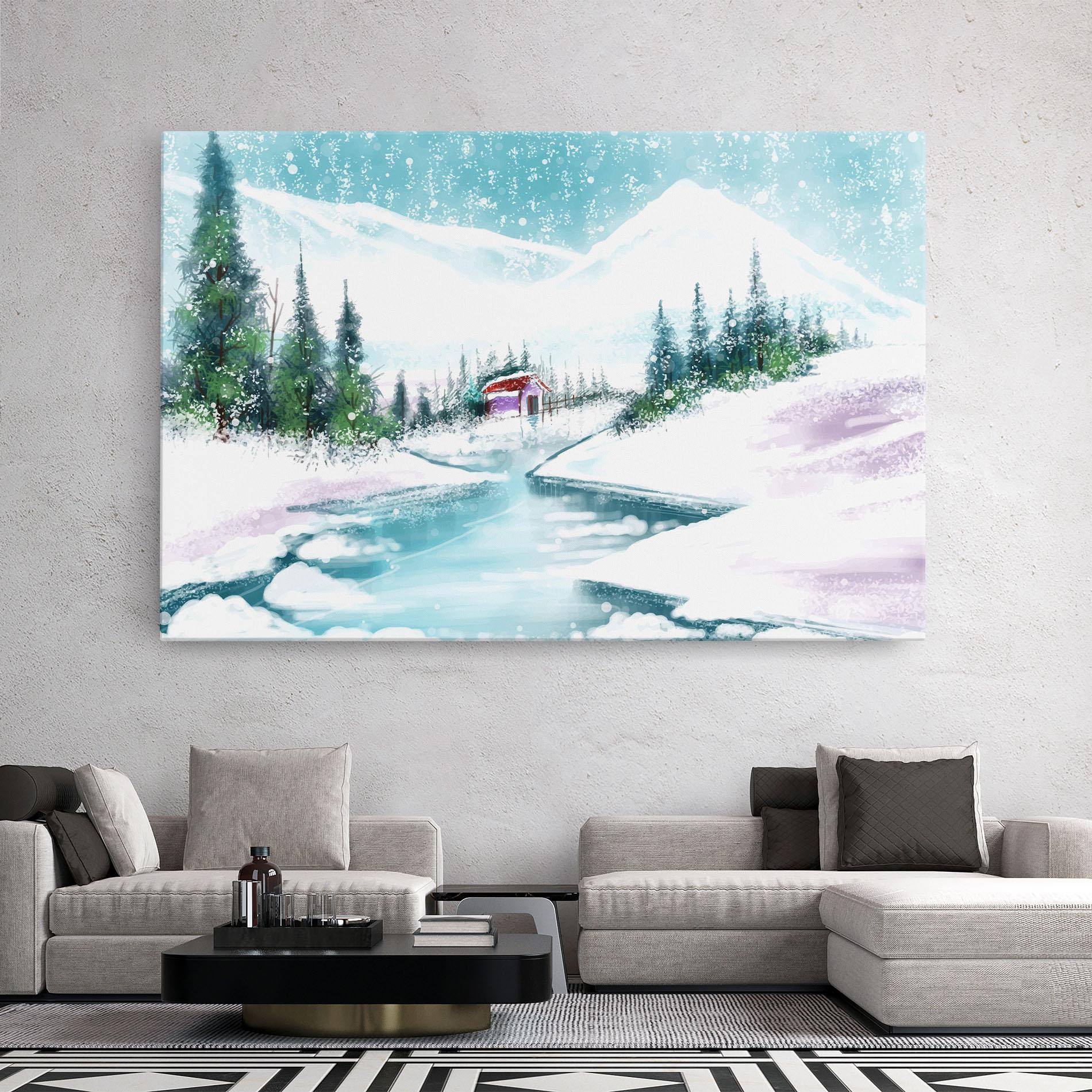 Leinwandbild Purple House Winter mockup 2