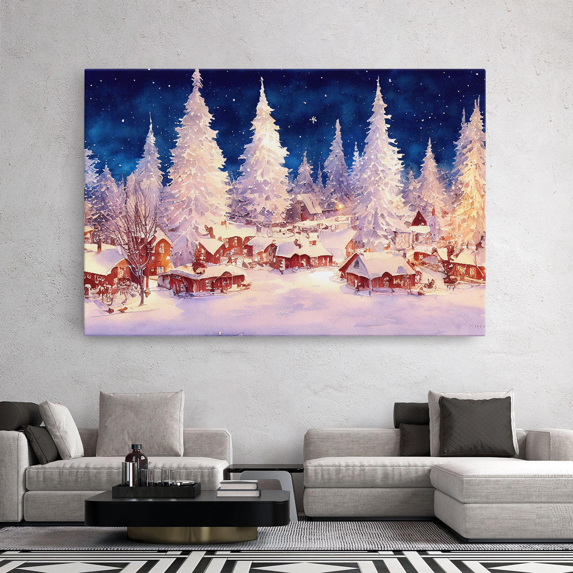 Leinwandbild Snow Falling Painting mockup 2