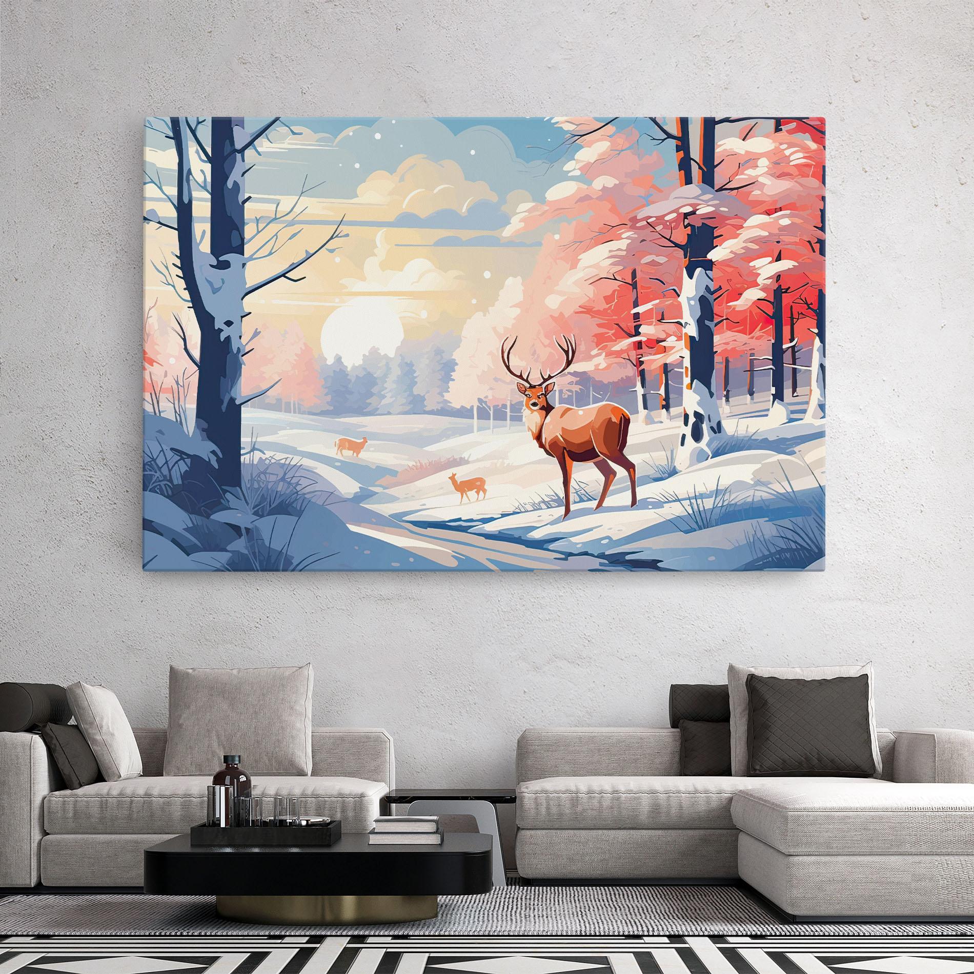 Leinwandbild Winter Deer Art mockup 2