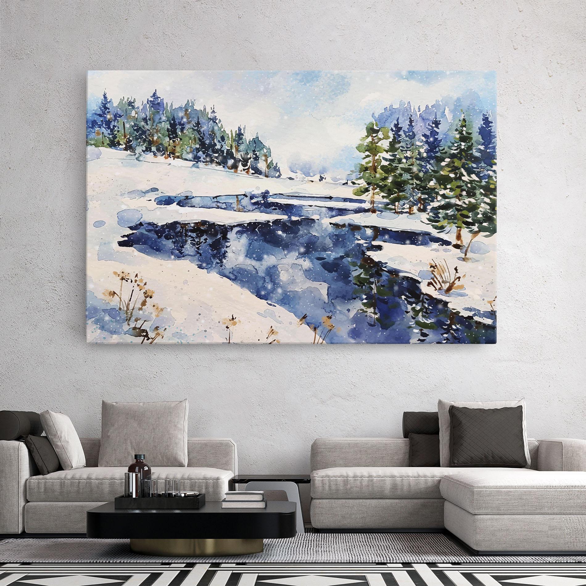 Leinwandbild Winter Painting mockup 2