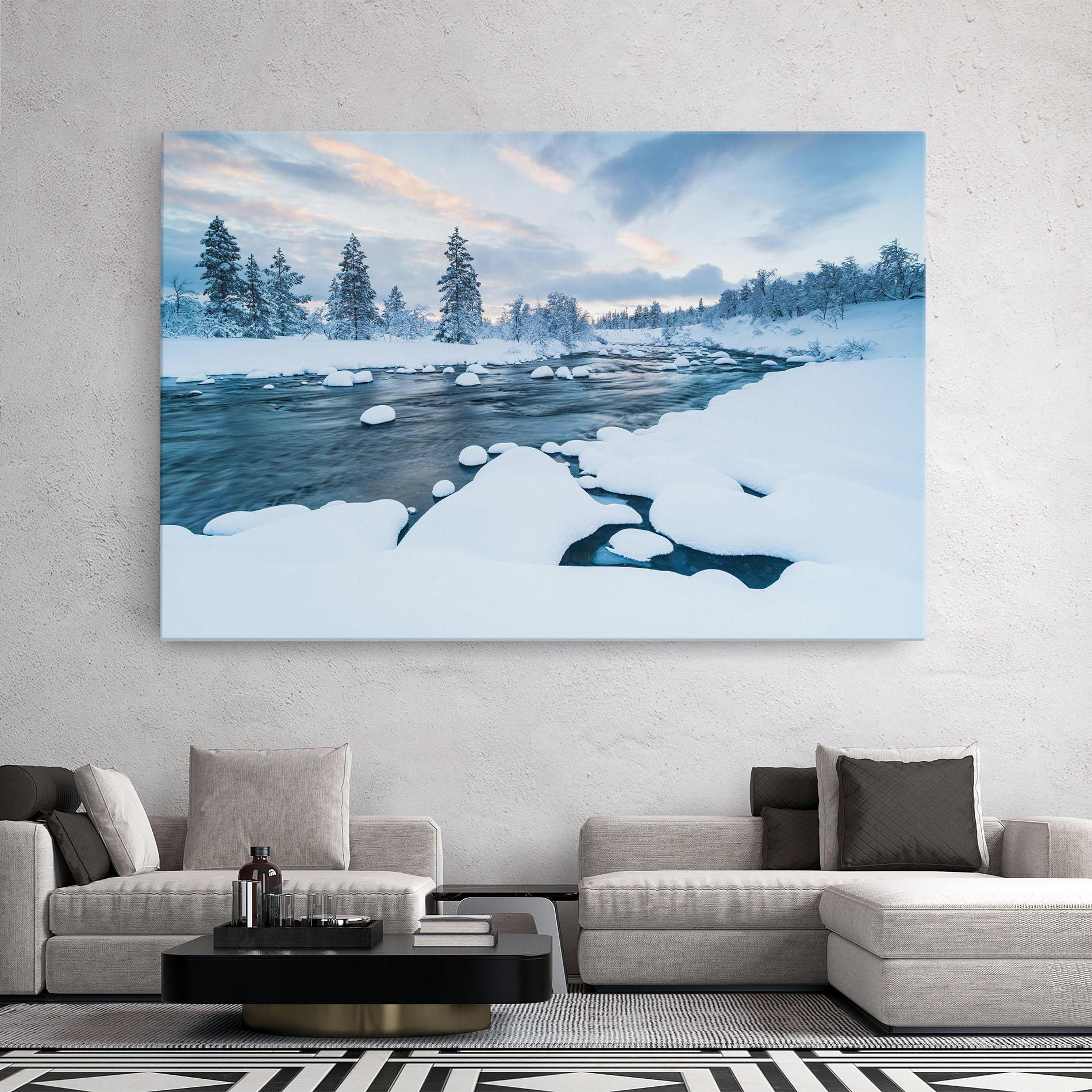 Leinwandbild Winter River mockup 2