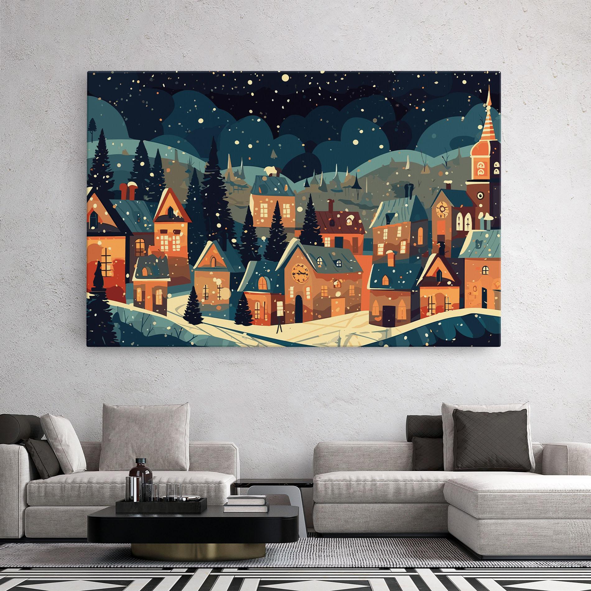 Leinwandbild Winter View Houses mockup 2