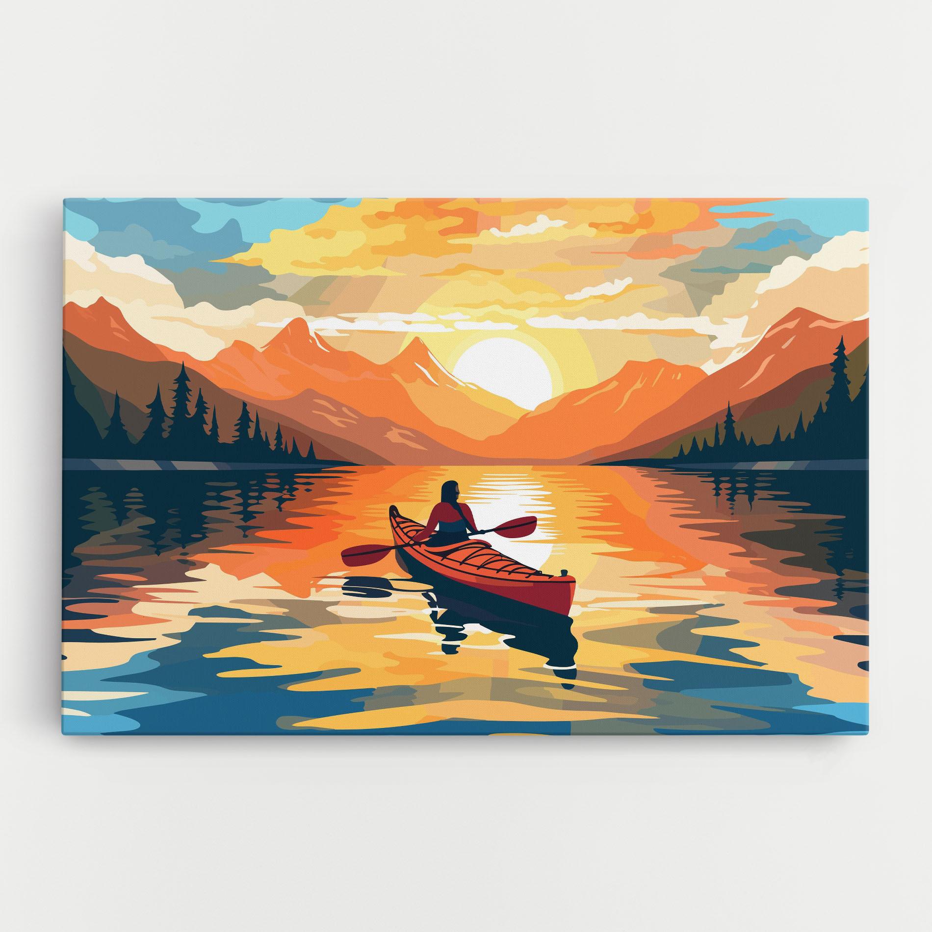 Leinwandbild Boat Sunset Woman mockup 0