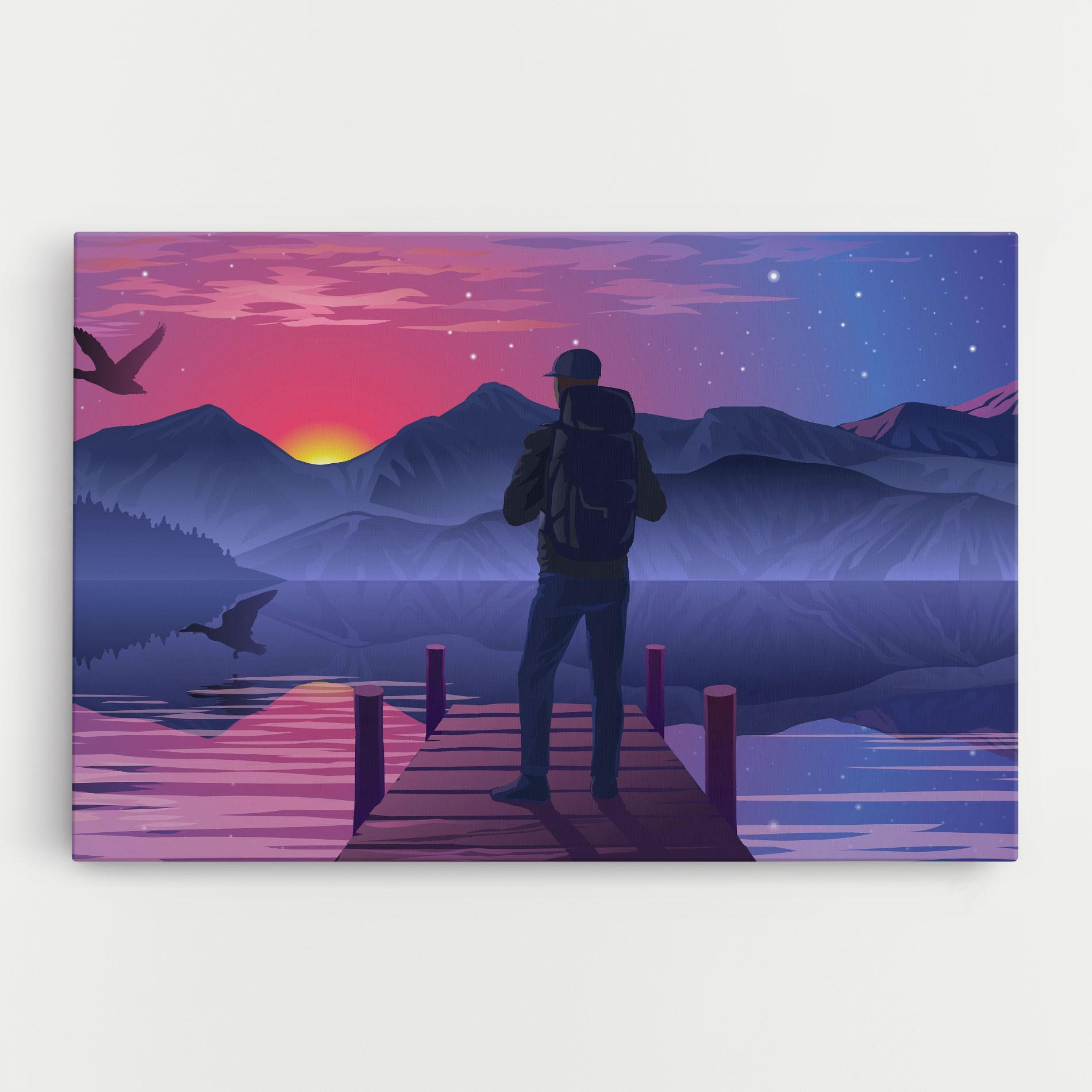 Leinwandbild Lake Pink Night mockup 0