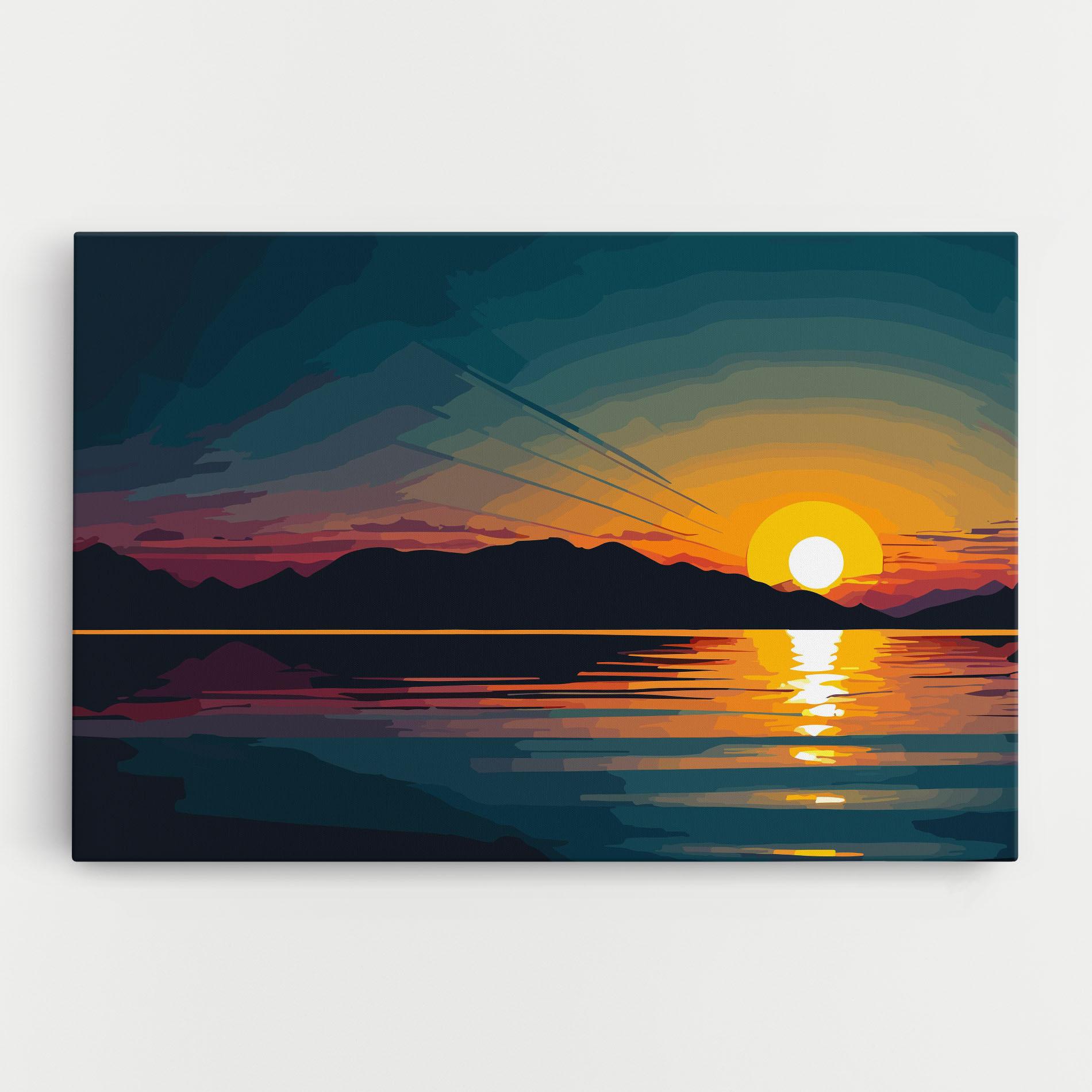 Leinwandbild Sunset Art Lake mockup 0