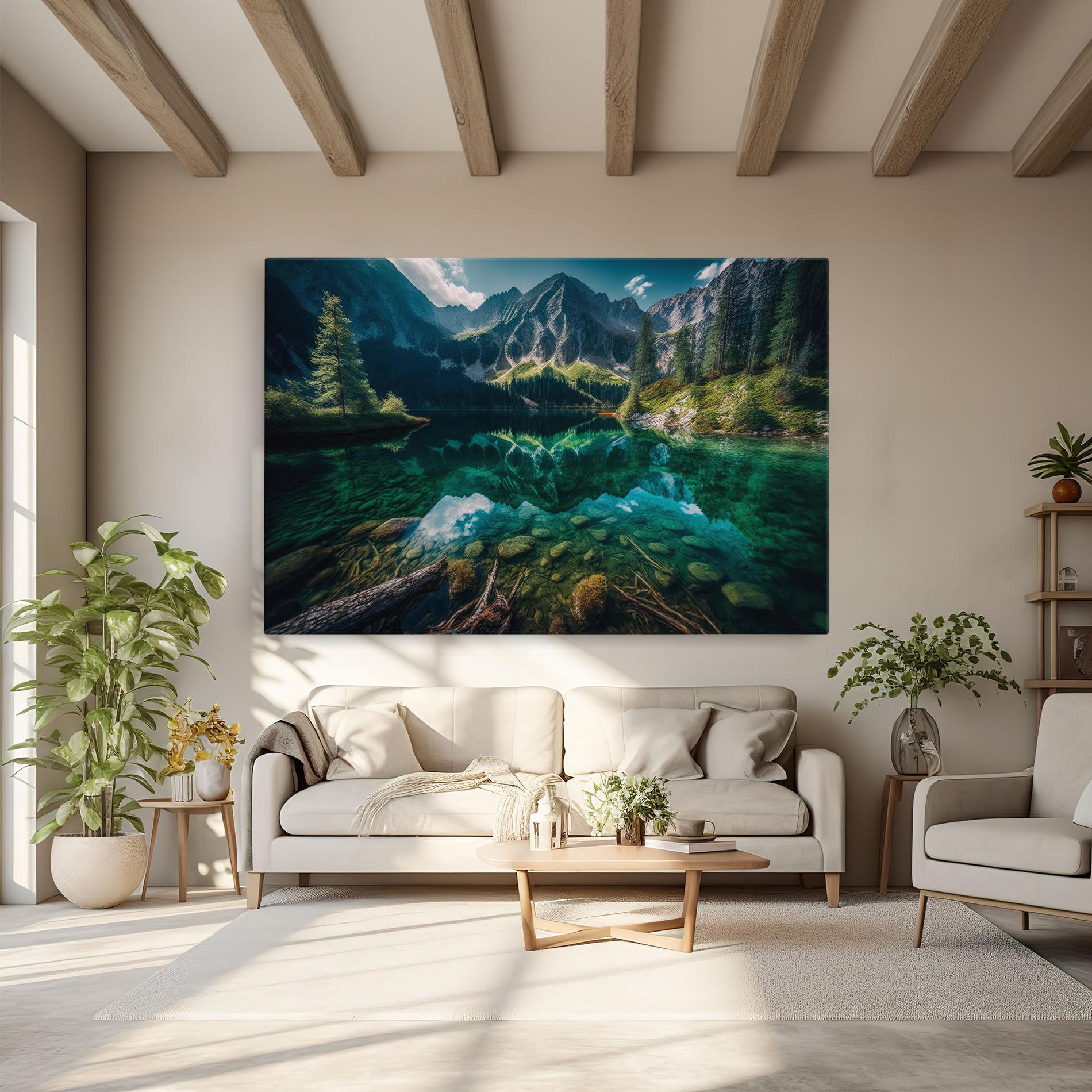 Leinwandbild Beautiful Lake Mountain mockup 6