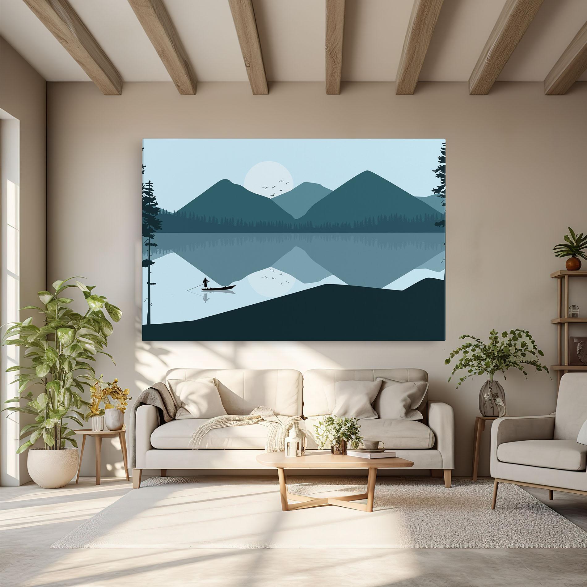 Leinwandbild Blue Light Lake mockup 6