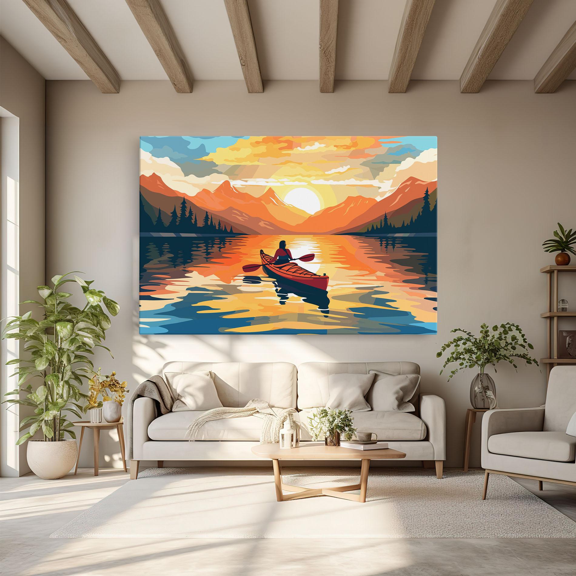 Leinwandbild Boat Sunset Woman mockup 6
