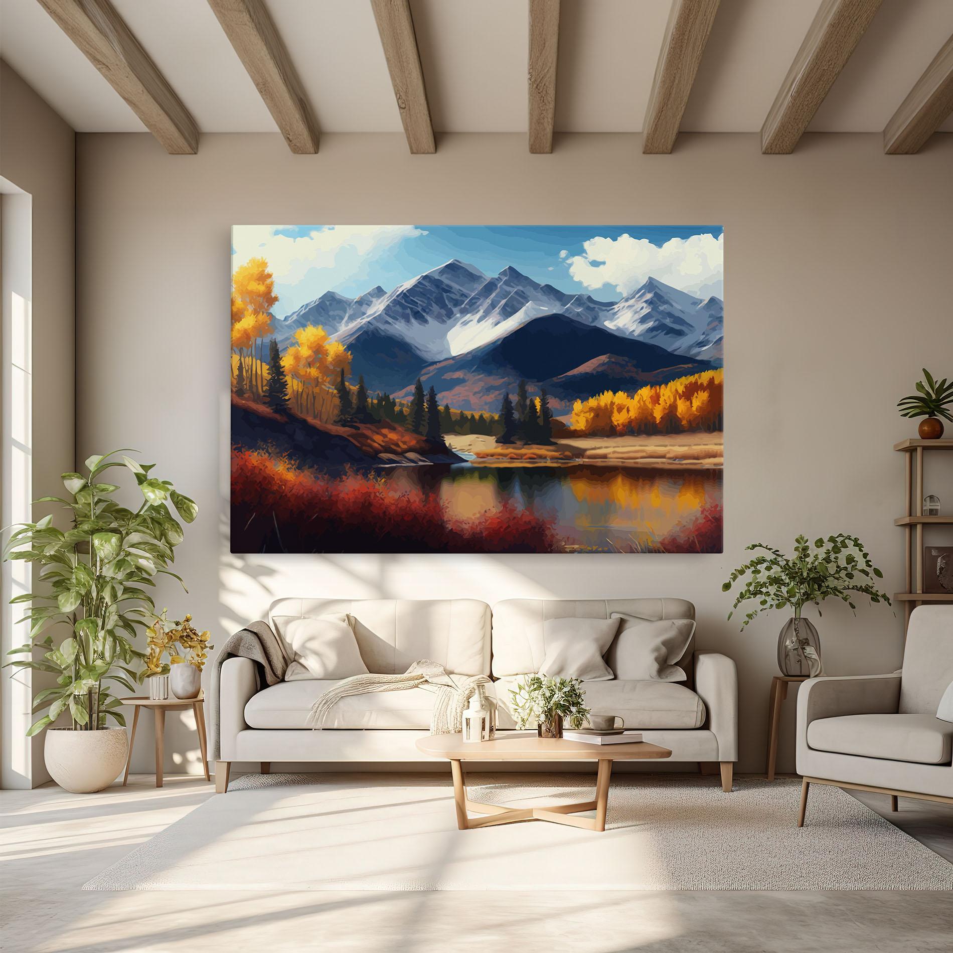 Leinwandbild Lake Autumn View mockup 6