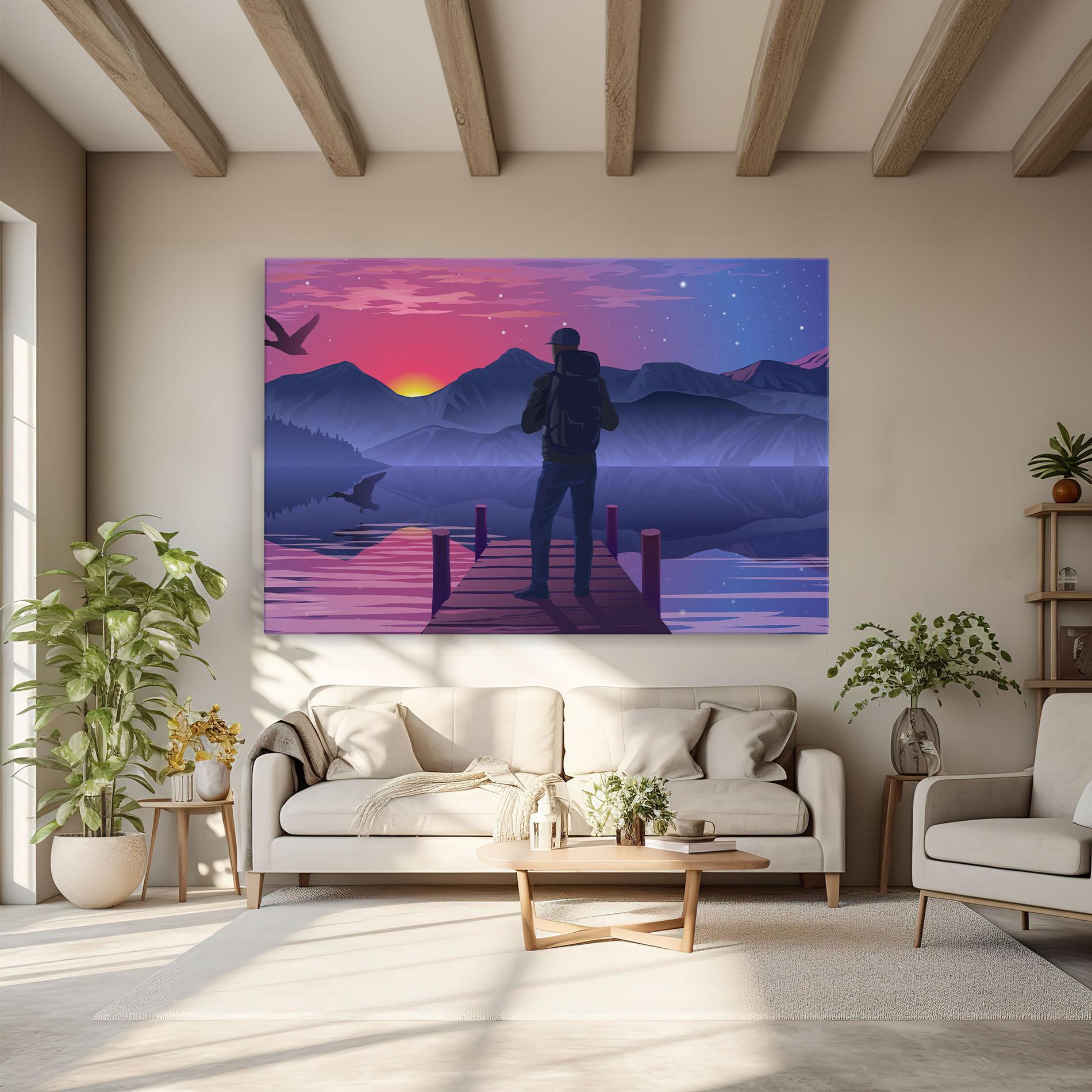 Leinwandbild Lake Pink Night mockup 6