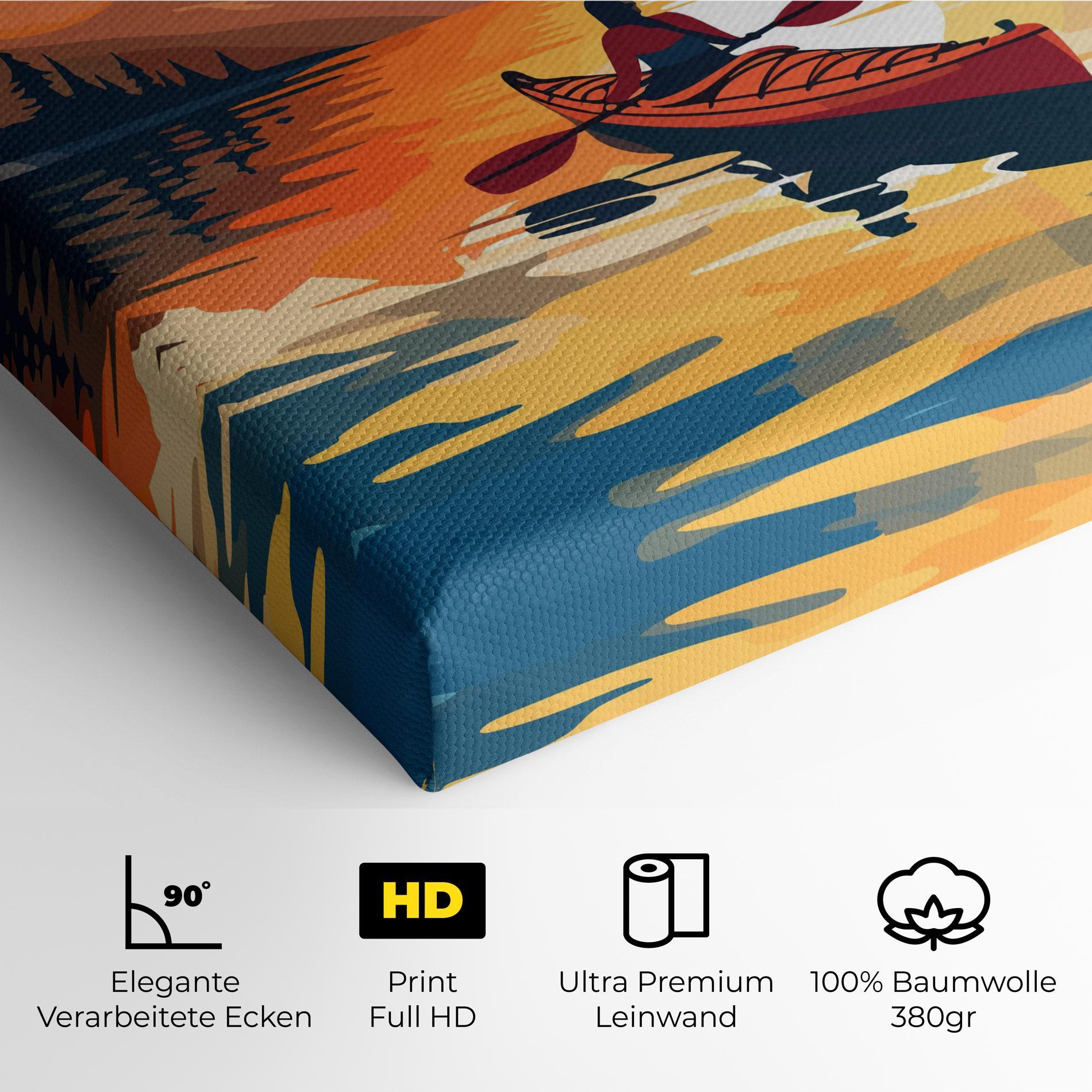 Leinwandbild Boat Sunset Woman mockup 4