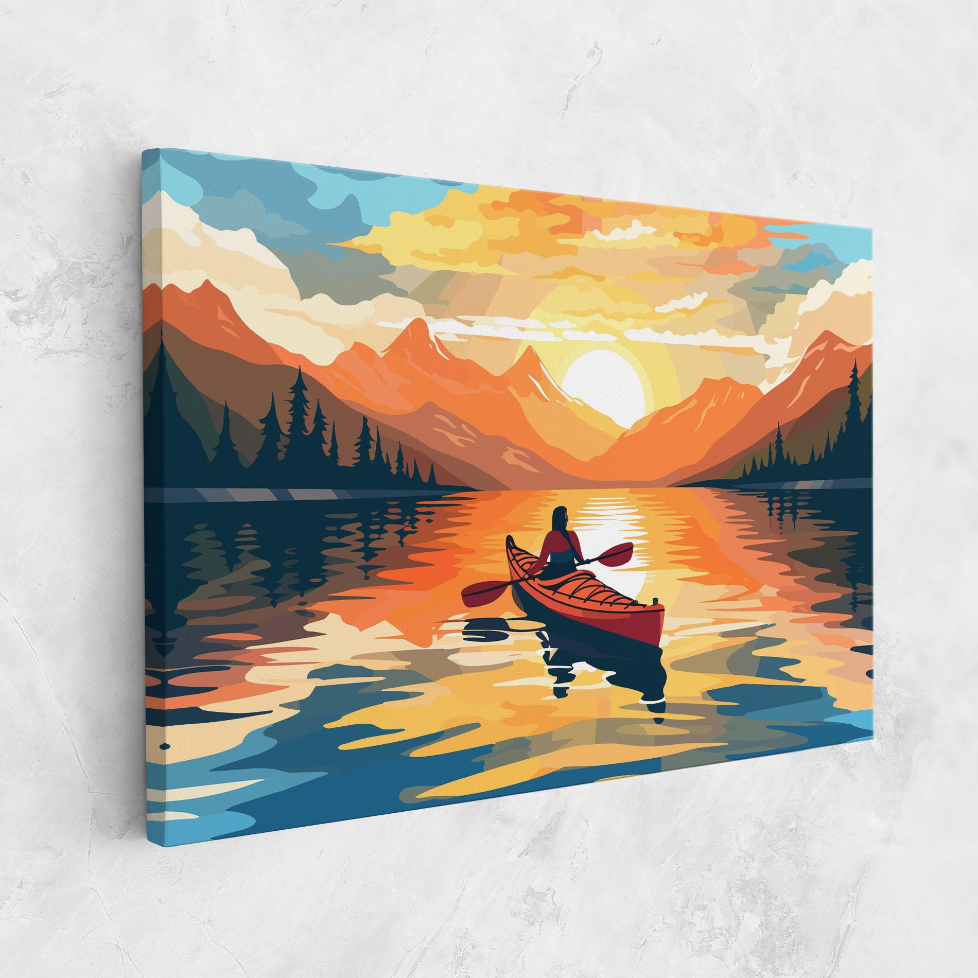 Leinwandbild Boat Sunset Woman mockup 1