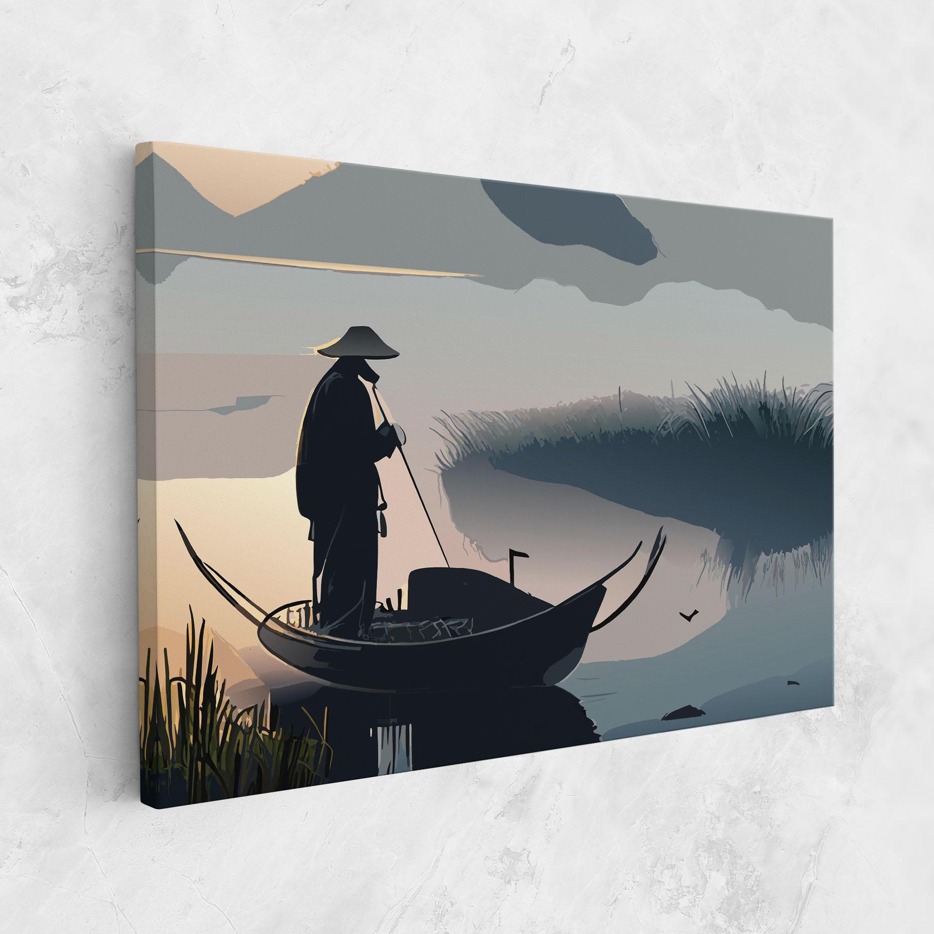 Leinwandbild Japan Lake Man mockup 1