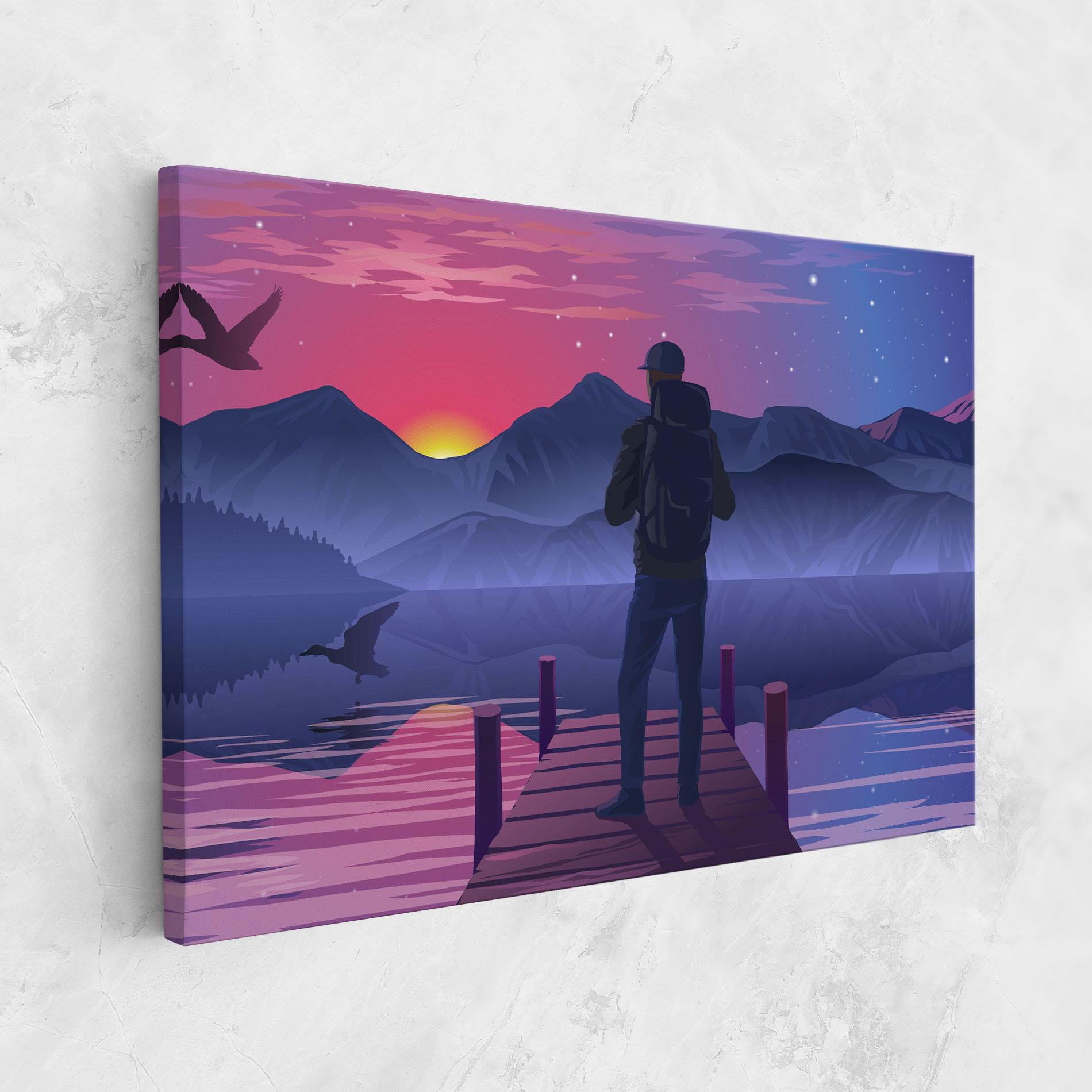 Leinwandbild Lake Pink Night mockup 1