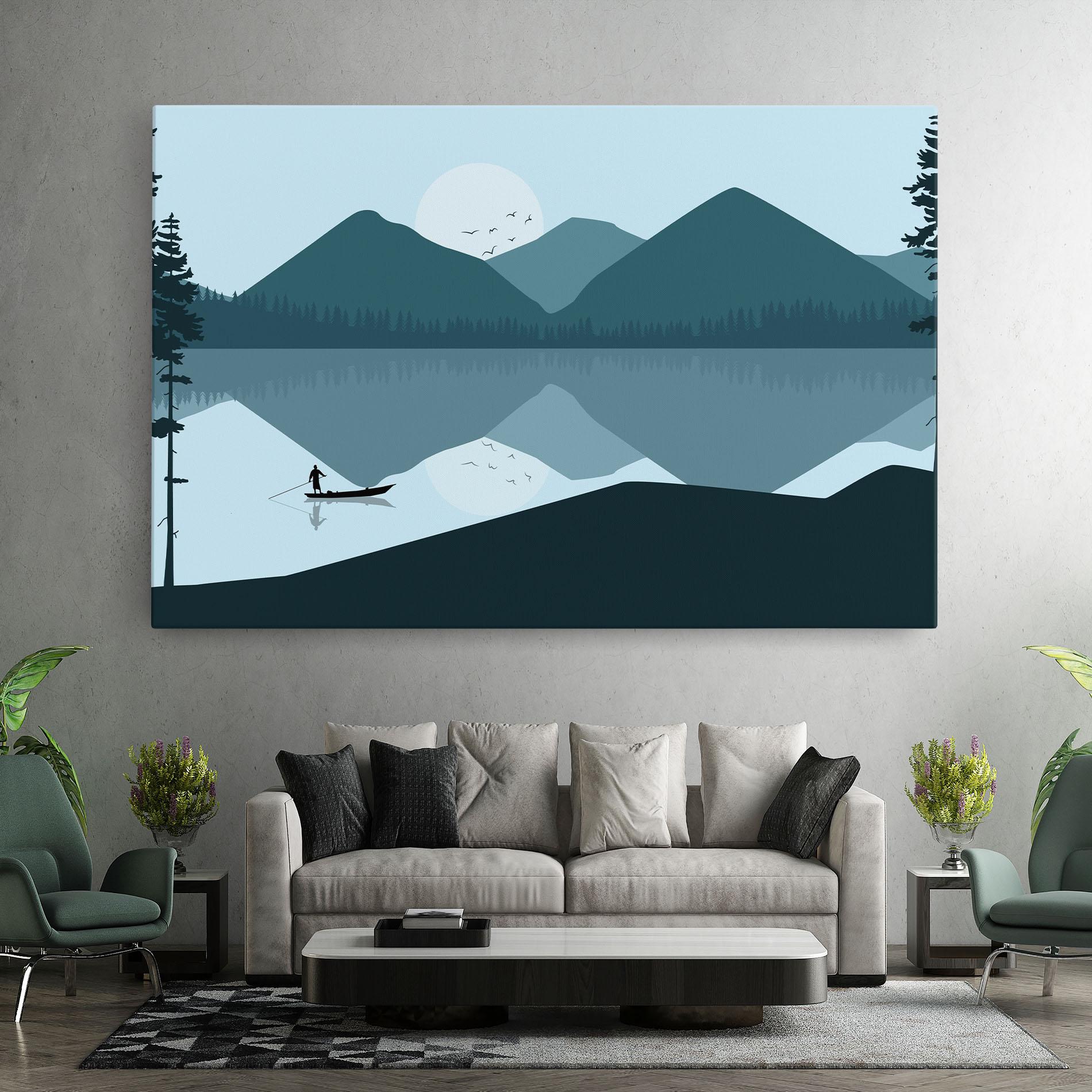 Leinwandbild Blue Light Lake mockup 7