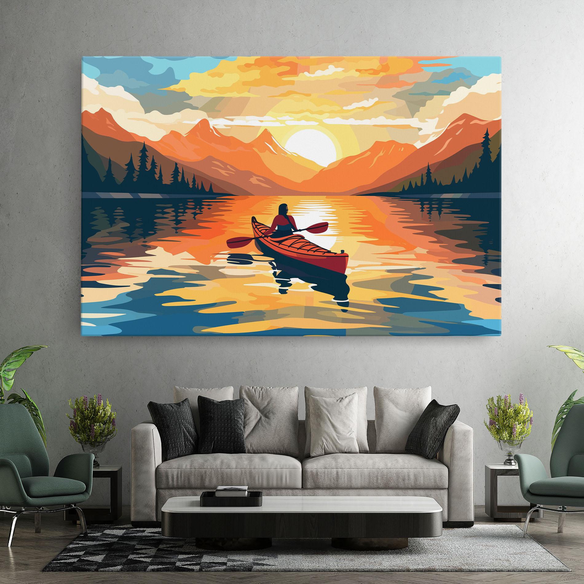 Leinwandbild Boat Sunset Woman mockup 7