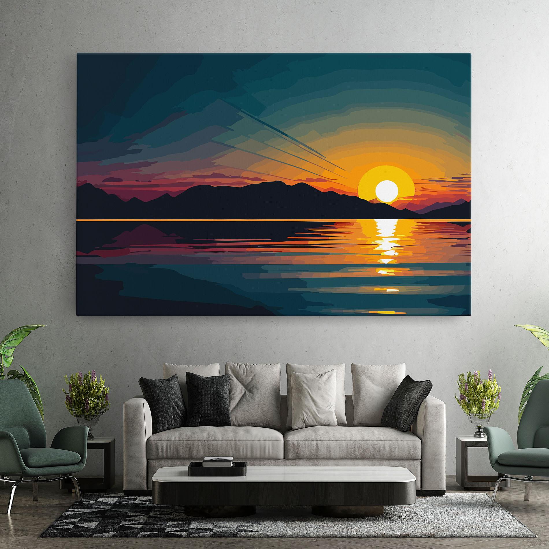 Leinwandbild Sunset Art Lake mockup 7