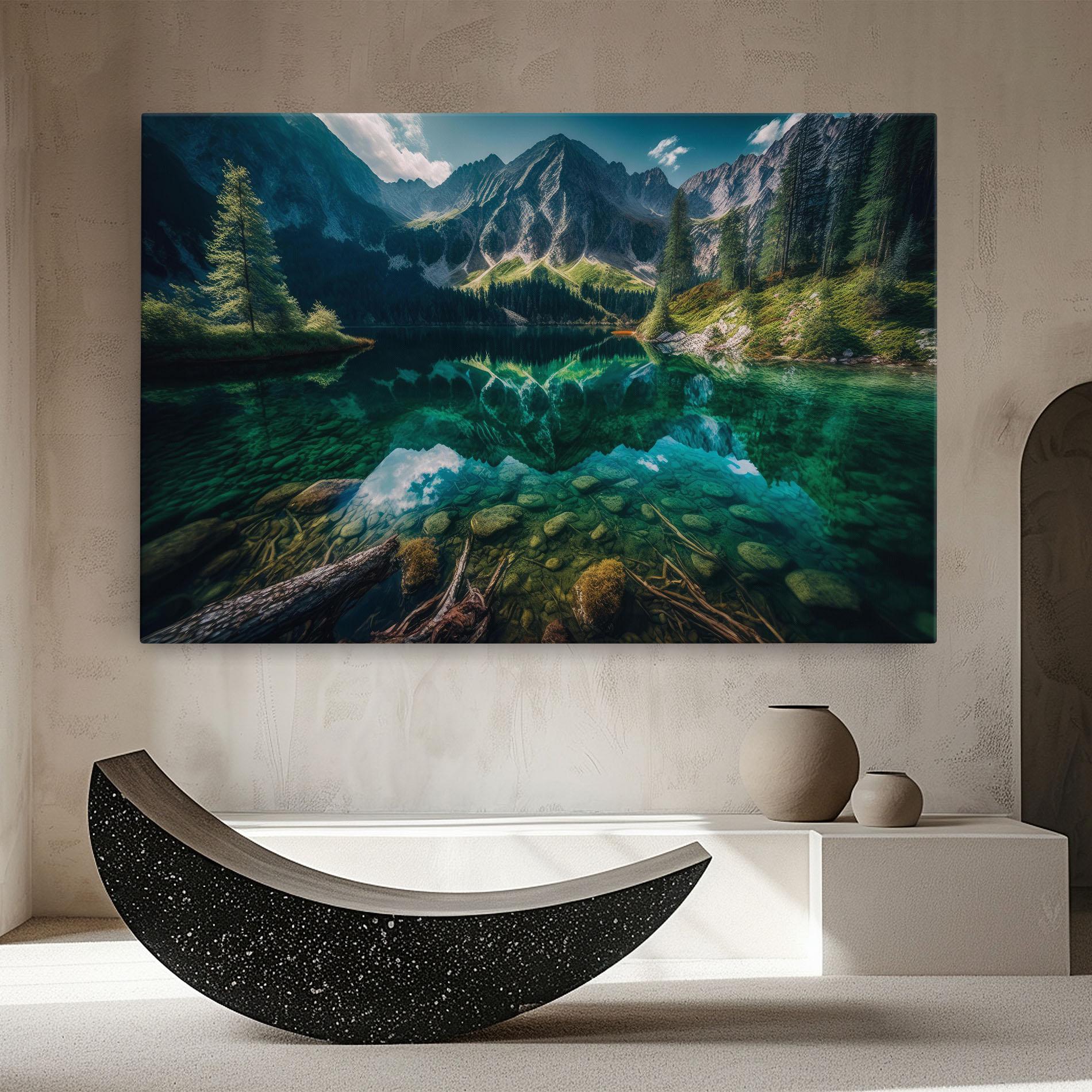 Leinwandbild Beautiful Lake Mountain mockup 8