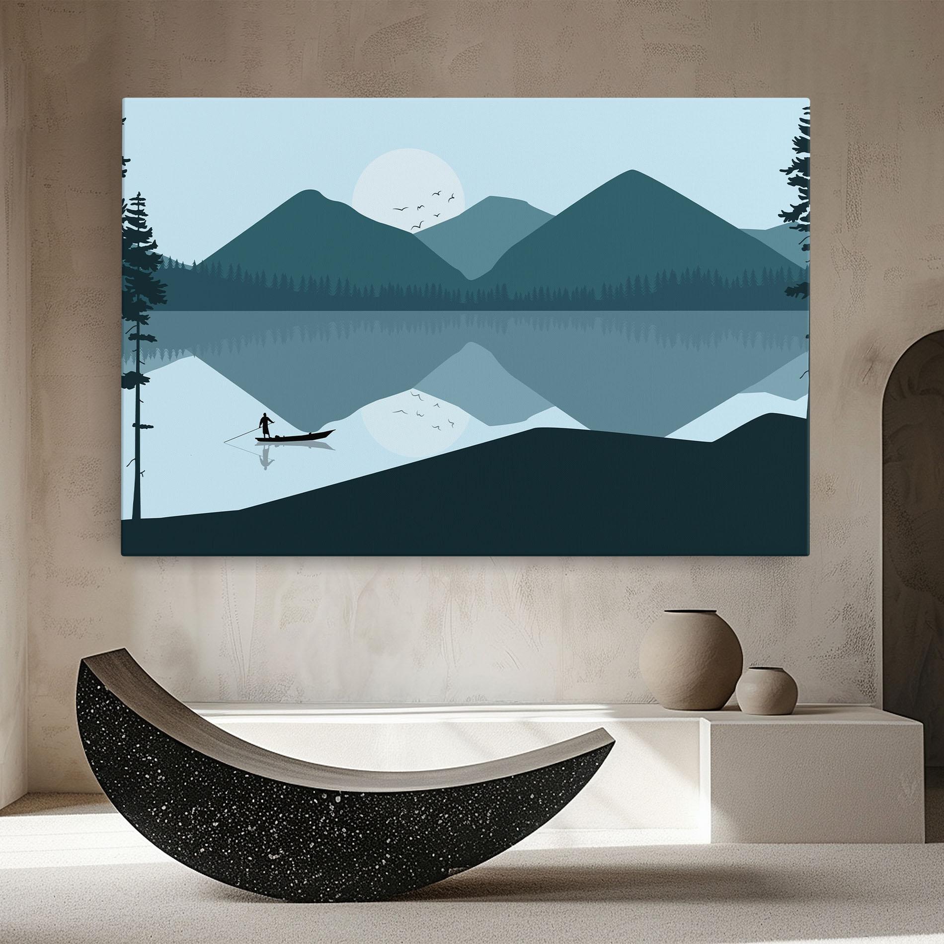 Leinwandbild Blue Light Lake mockup 8