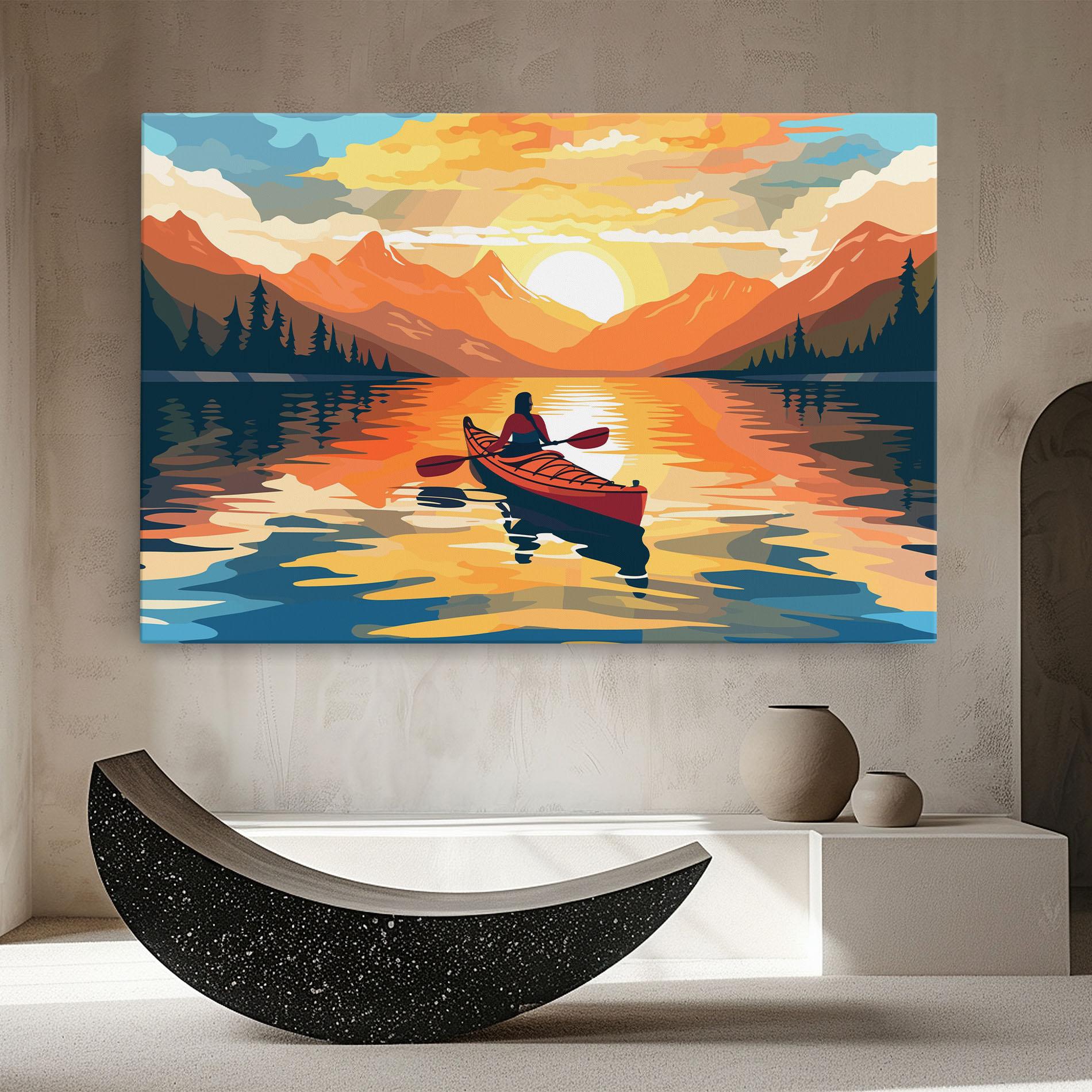 Leinwandbild Boat Sunset Woman mockup 8