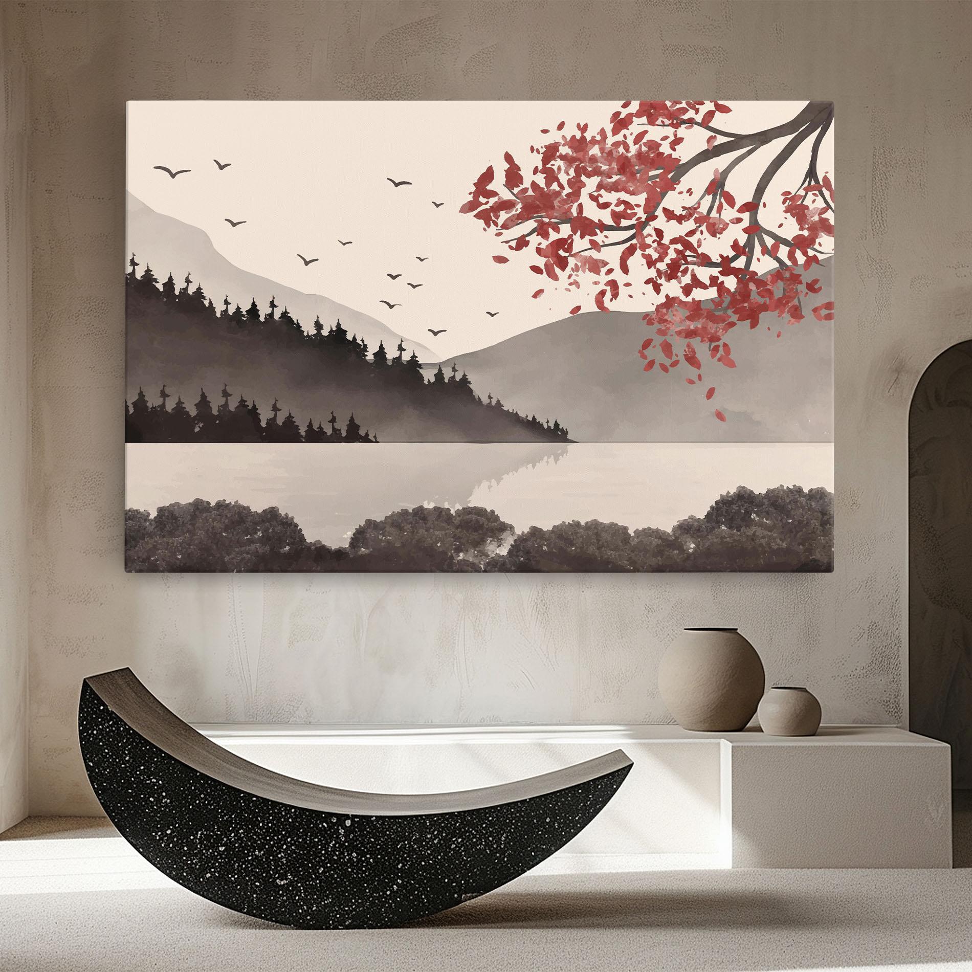 Leinwandbild Red Tree Lake mockup 8