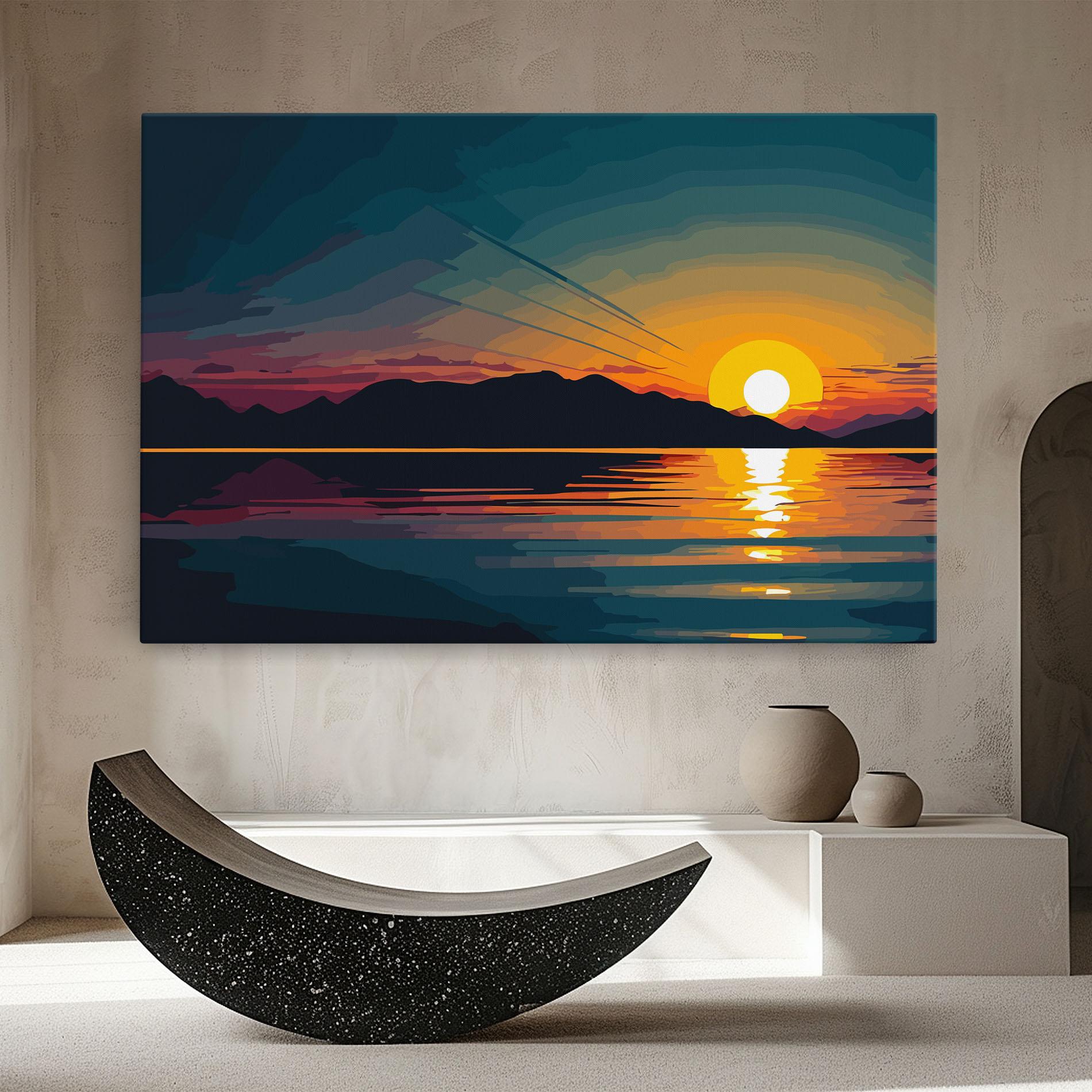 Leinwandbild Sunset Art Lake mockup 8