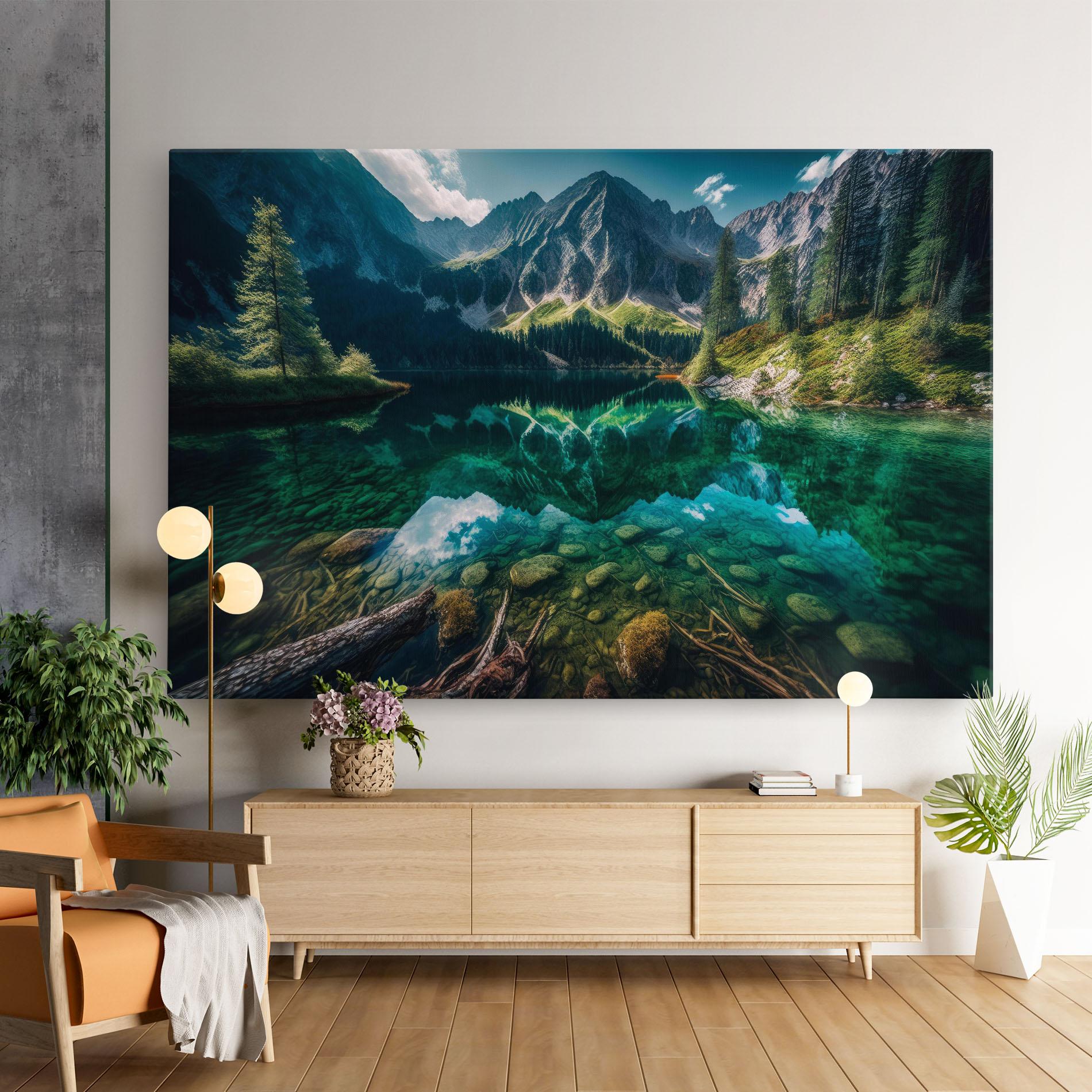 Leinwandbild Beautiful Lake Mountain mockup 9
