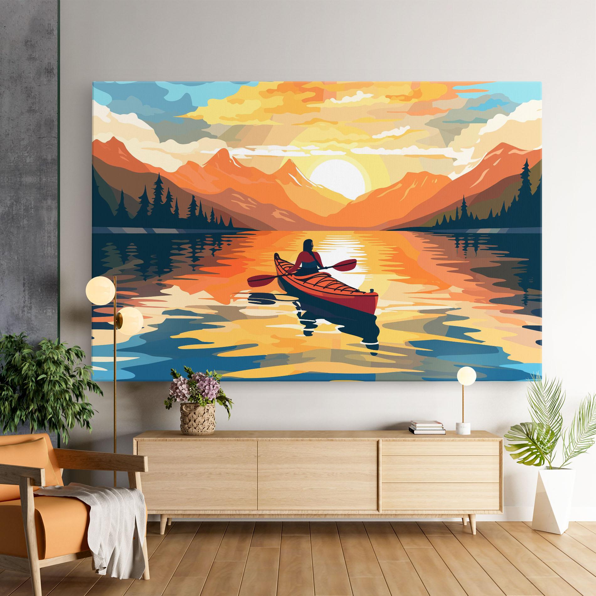 Leinwandbild Boat Sunset Woman mockup 9