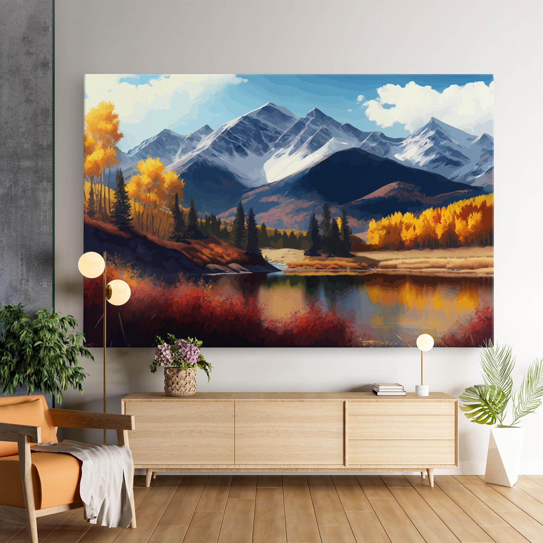 Leinwandbild Lake Autumn View mockup 9