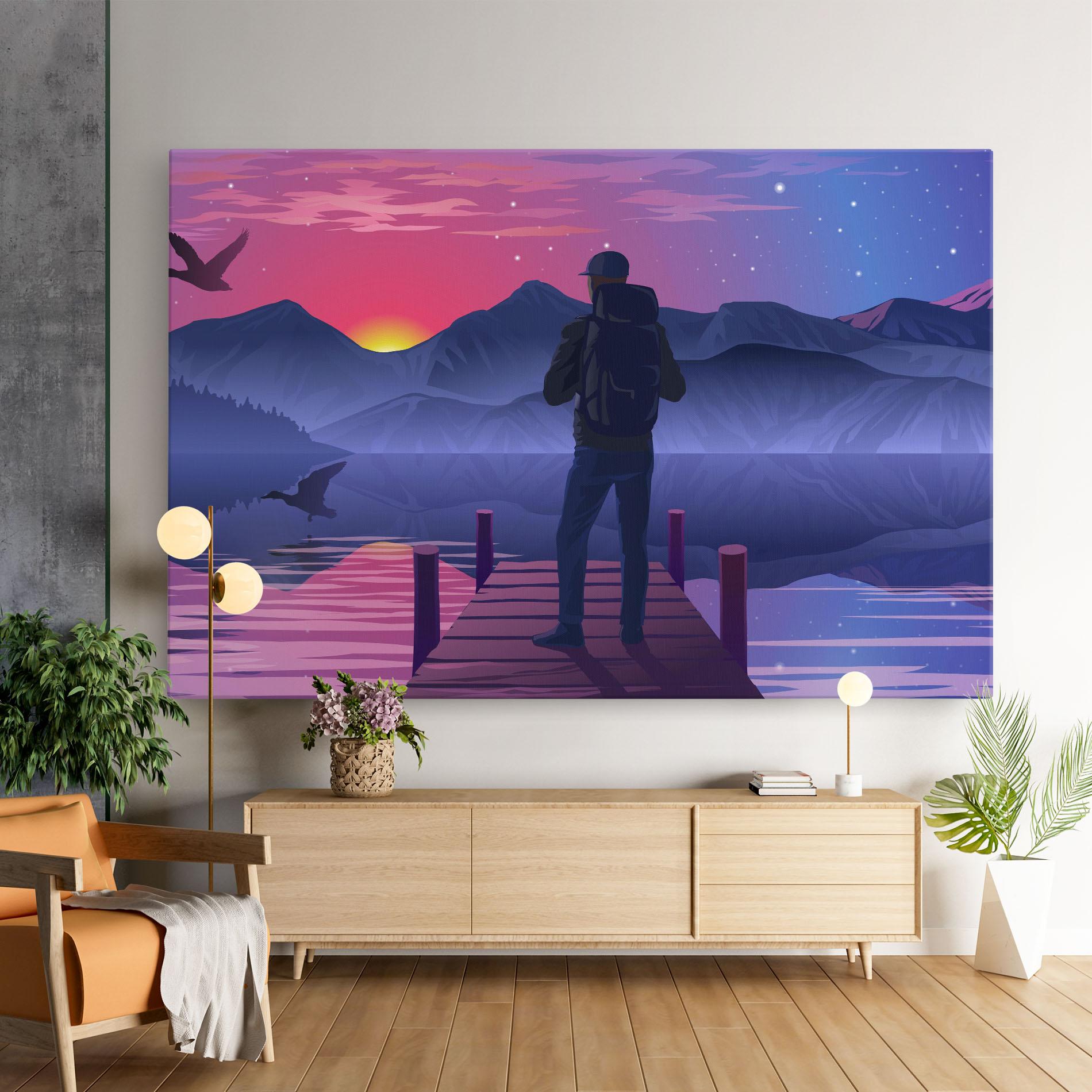Leinwandbild Lake Pink Night mockup 9