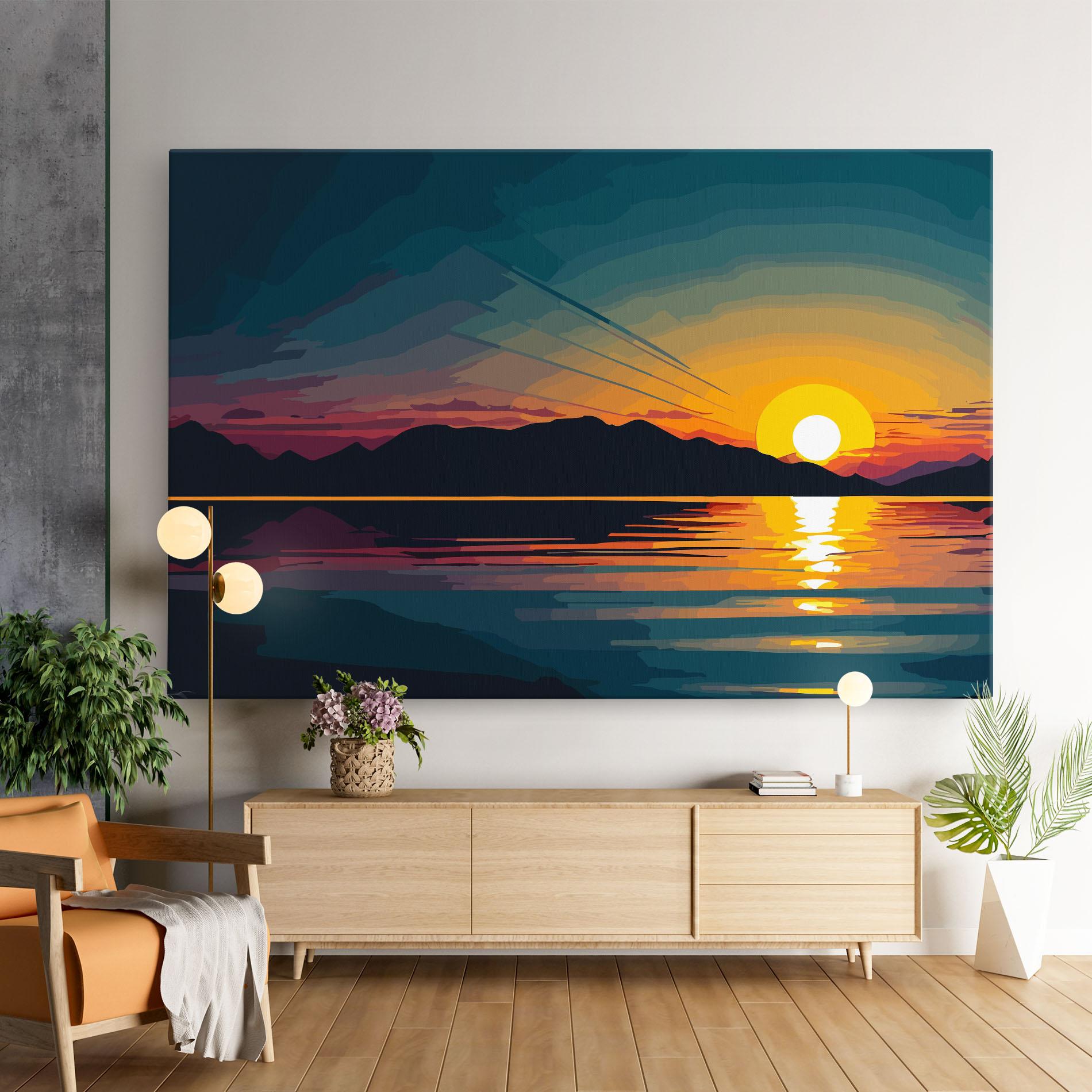 Leinwandbild Sunset Art Lake mockup 9