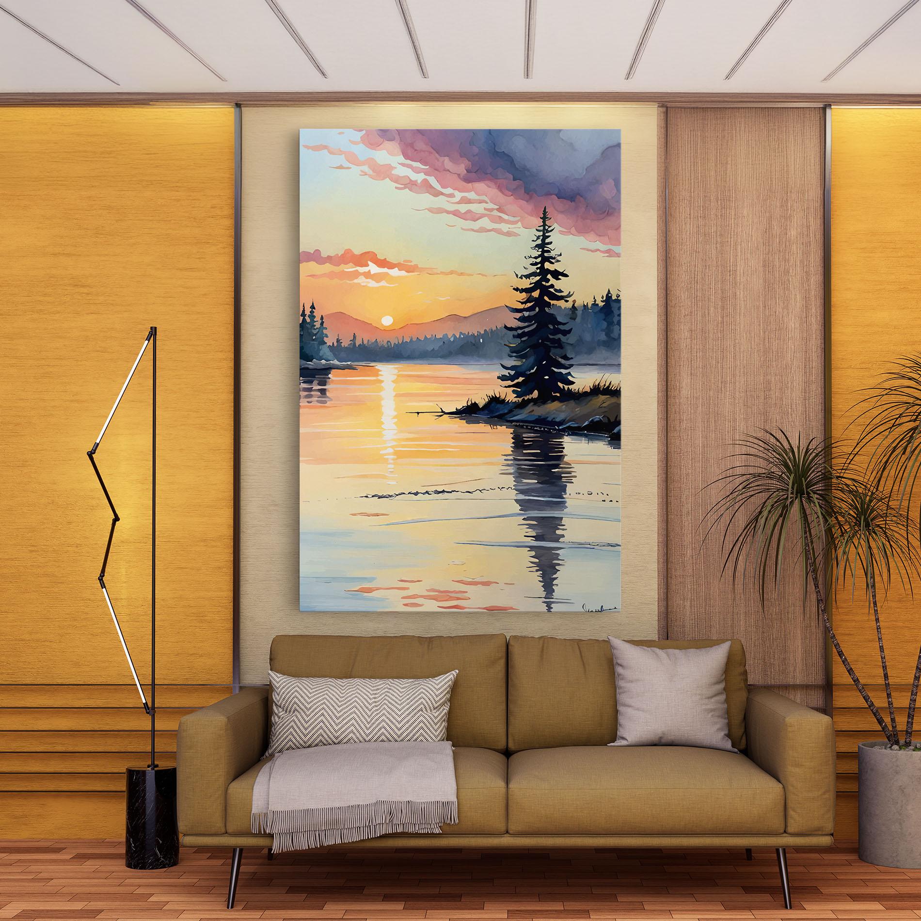 Leinwandbild Tree Shadow Lake mockup 9