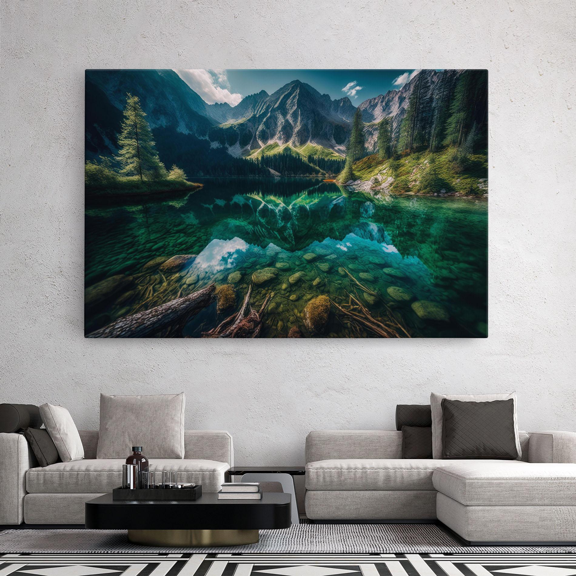 Leinwandbild Beautiful Lake Mountain mockup 2