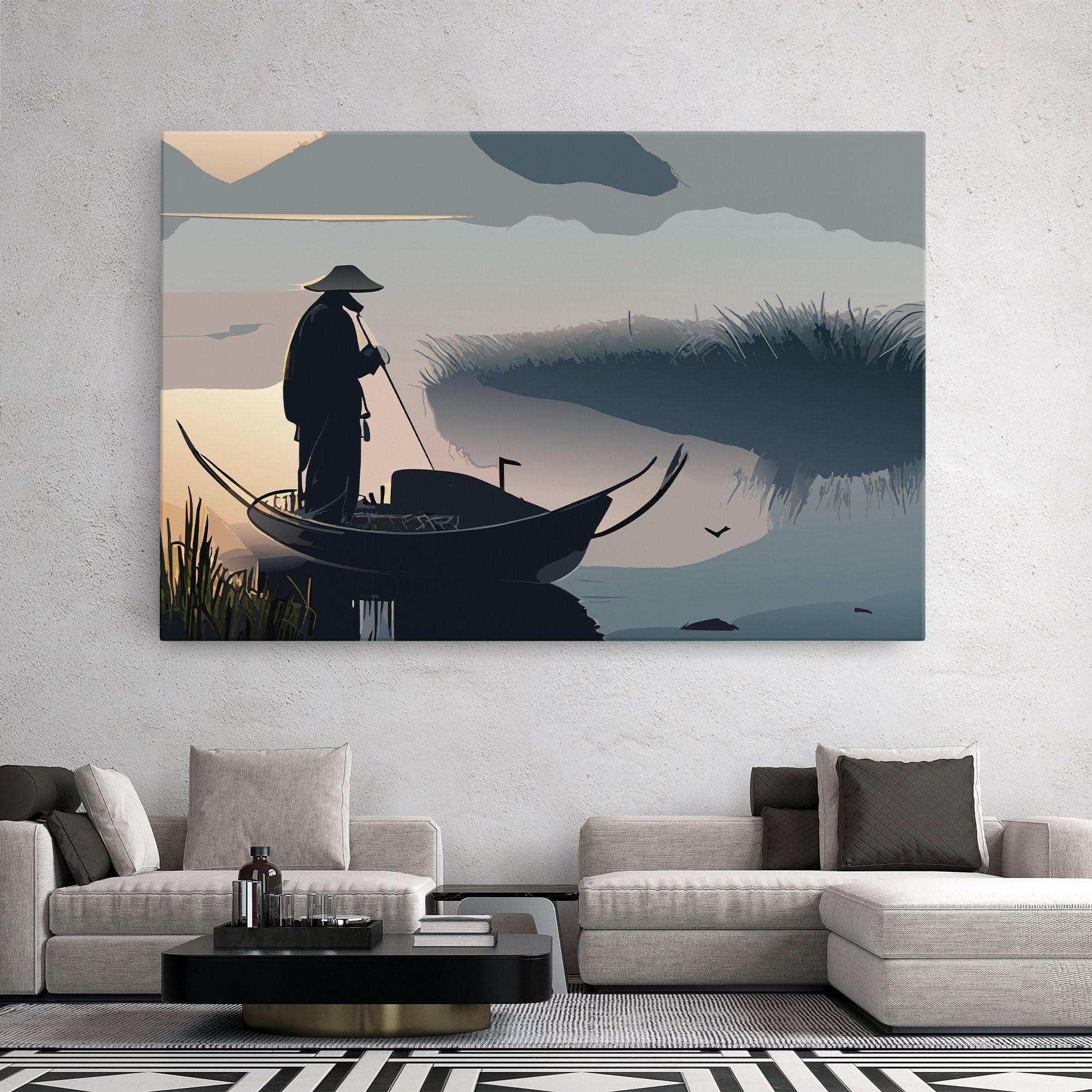 Leinwandbild Japan Lake Man mockup 2