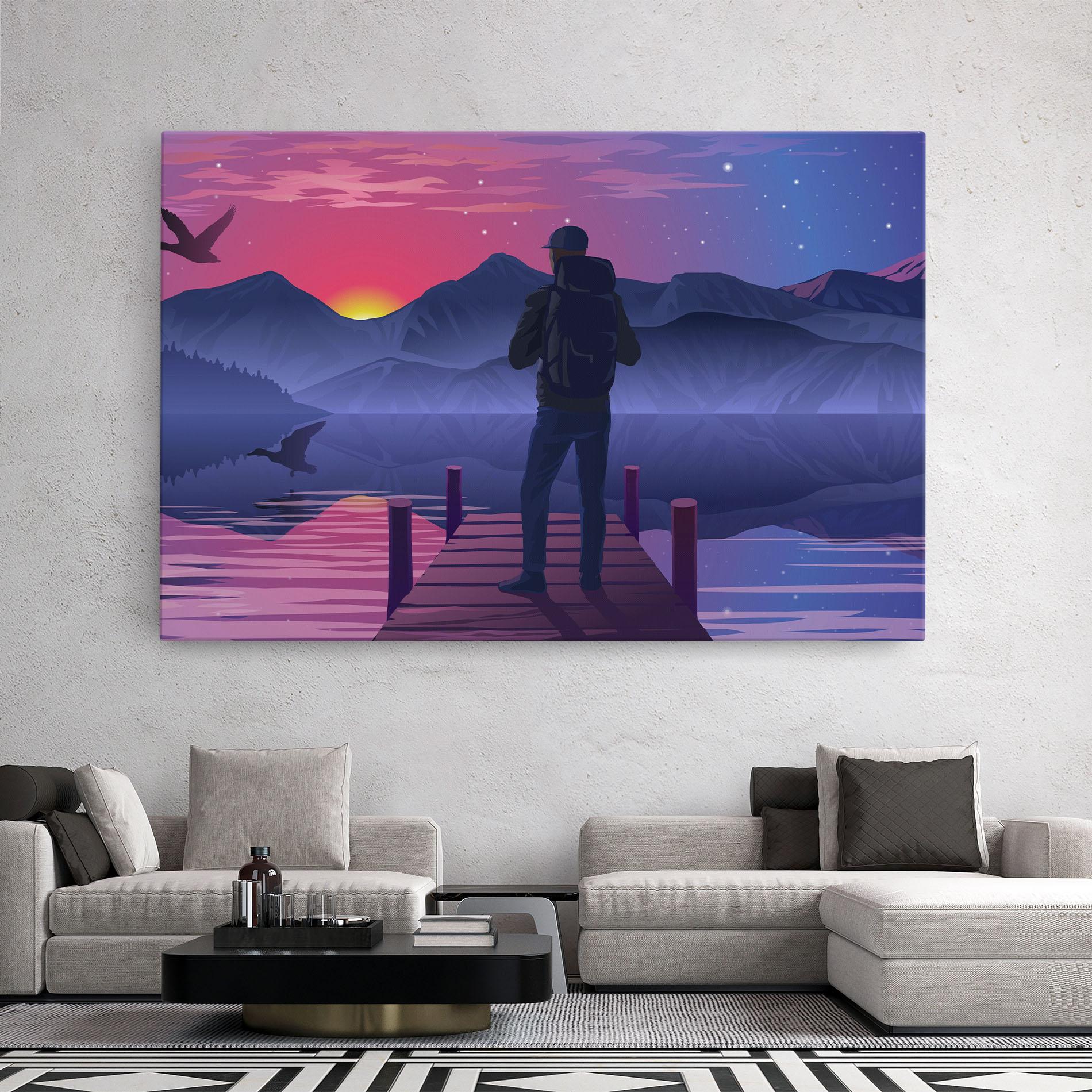 Leinwandbild Lake Pink Night mockup 2