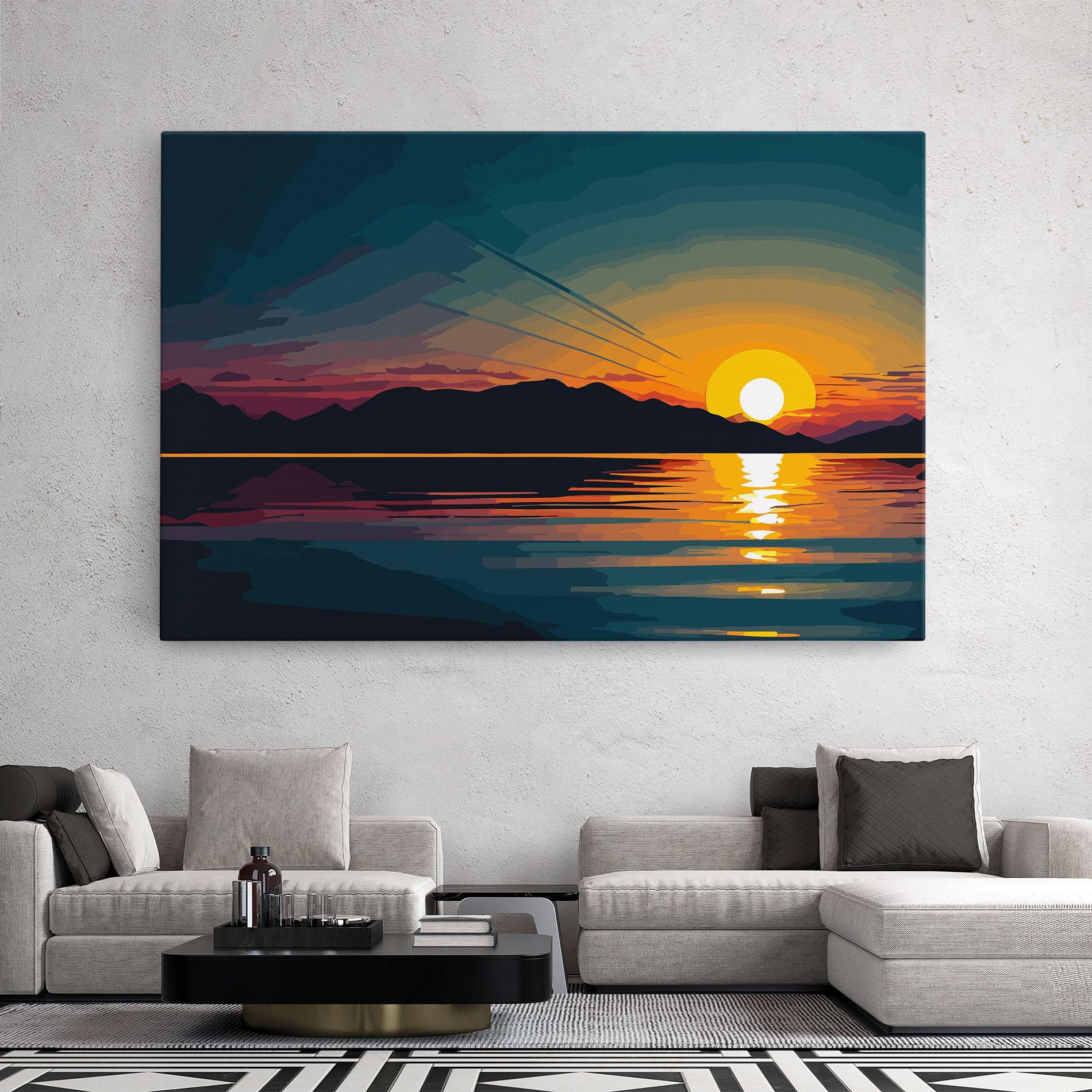 Leinwandbild Sunset Art Lake mockup 2