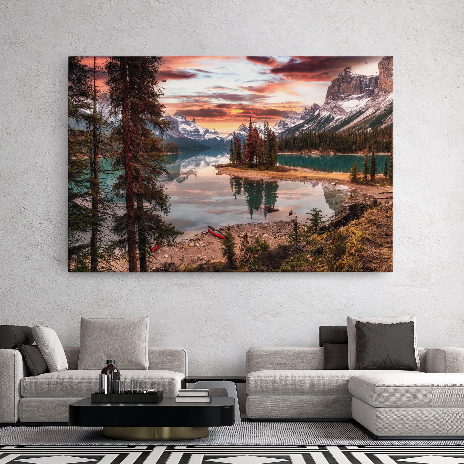 Leinwandbild Sunset Lake View mockup 2