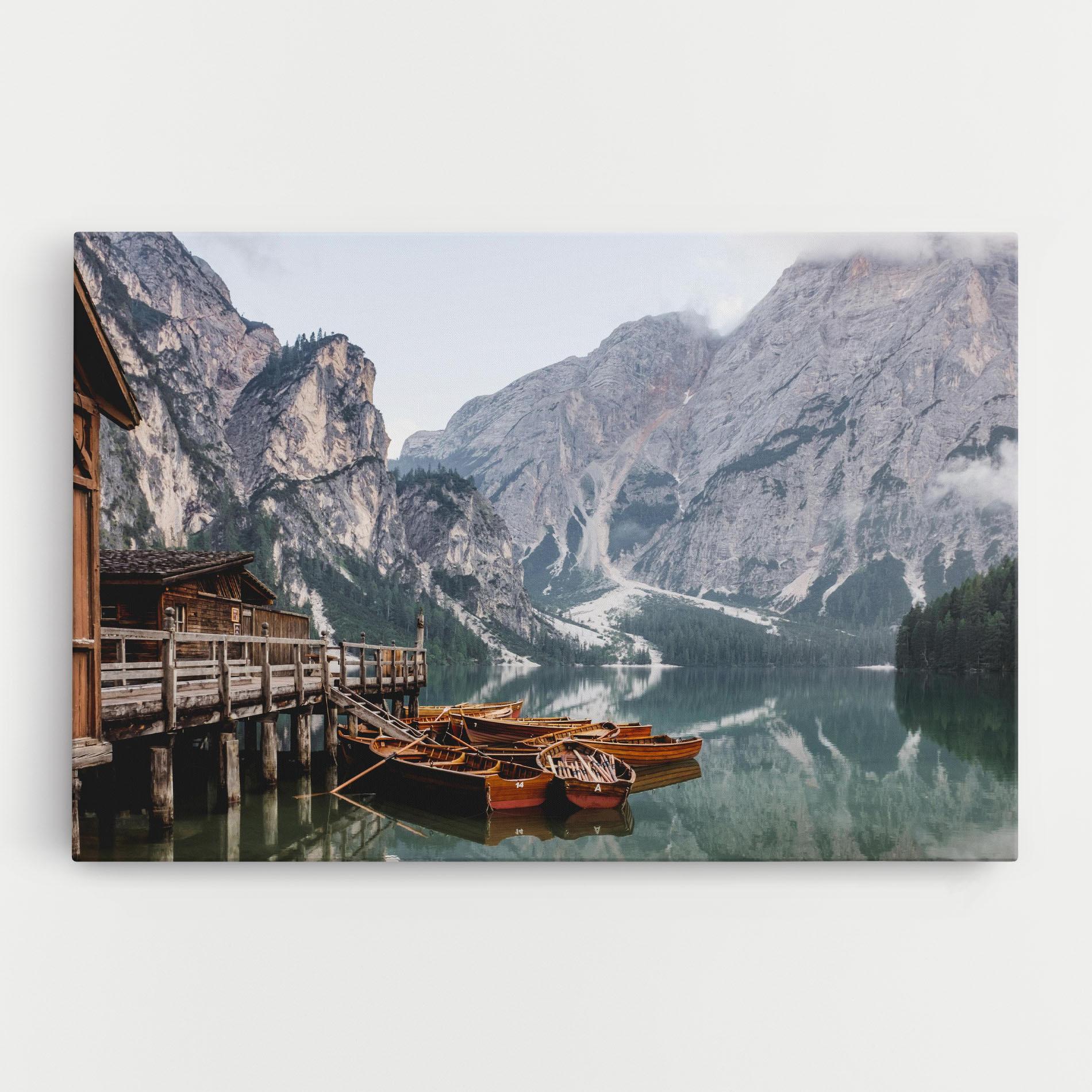 Leinwandbild Boat Lake Mountain mockup 0