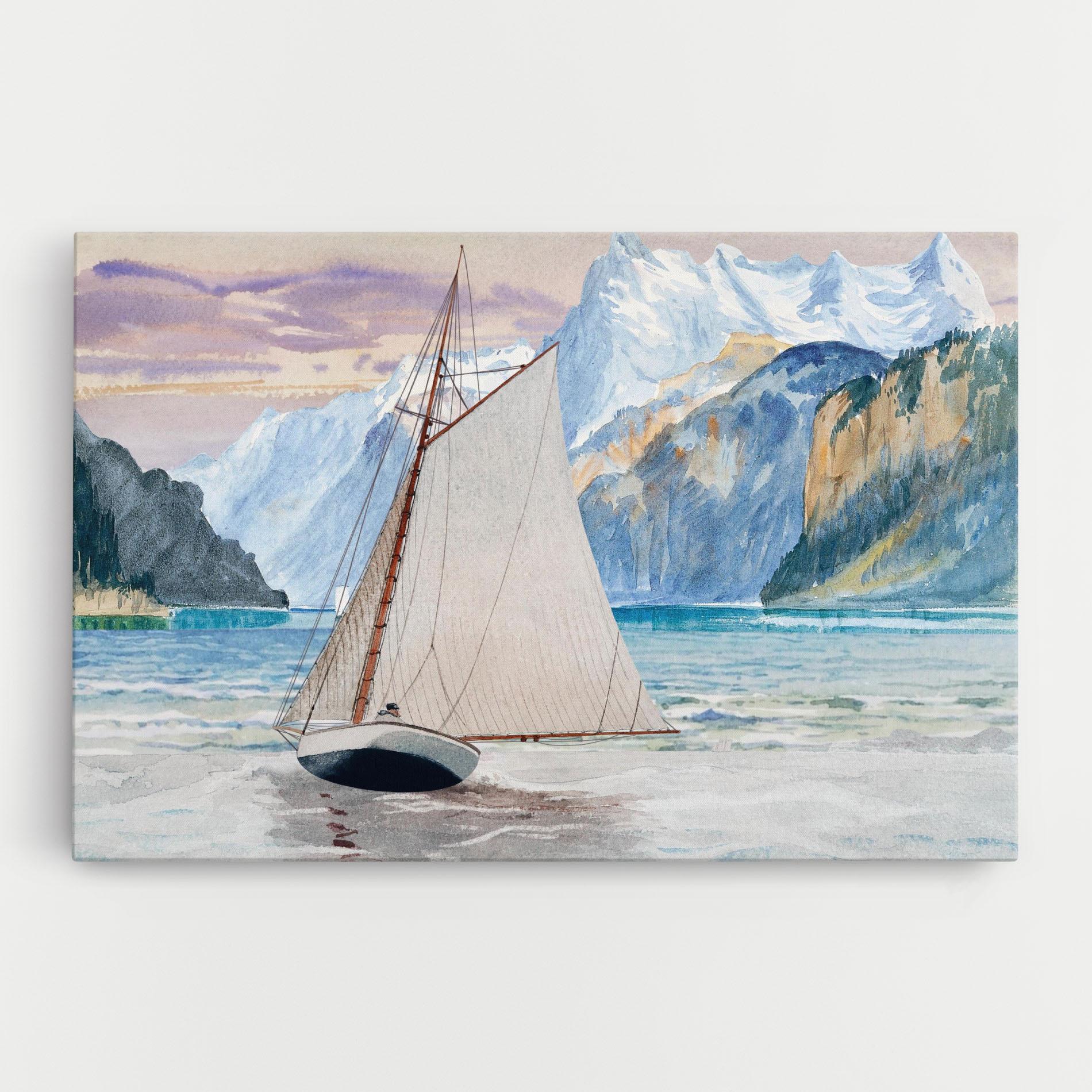 Leinwandbild Boat Mountain View mockup 0