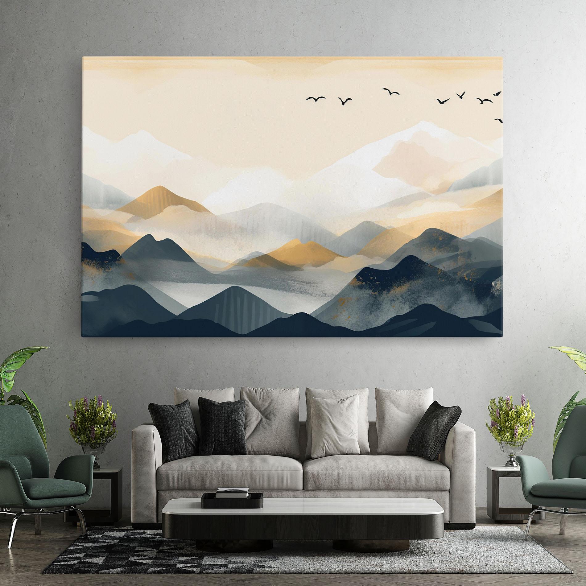 Leinwandbild Gold Foggy Blue mockup 7