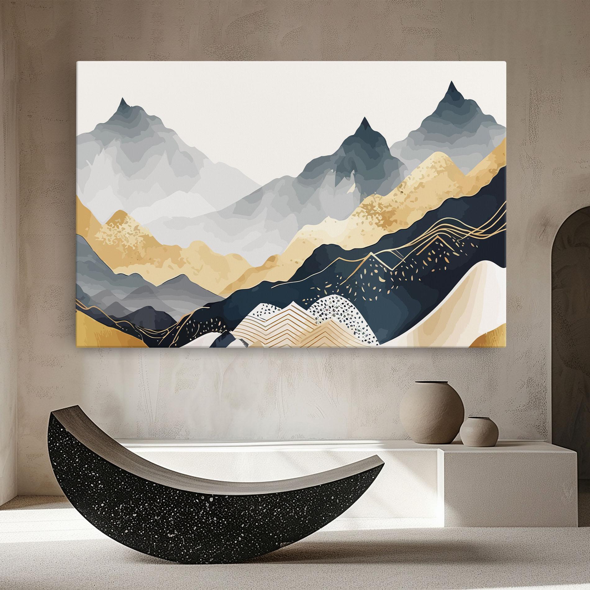 Leinwandbild Gold Grey Mountain mockup 8