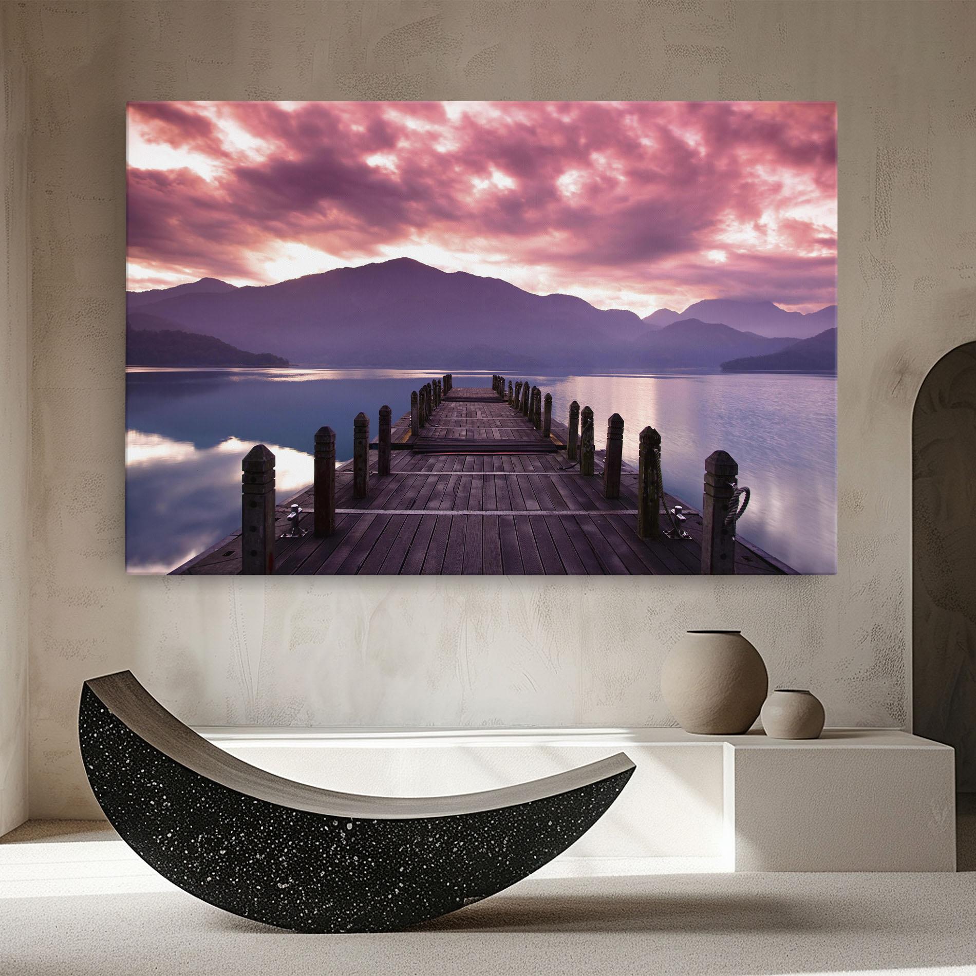 Leinwandbild Pink Sky Over The Lake mockup 8
