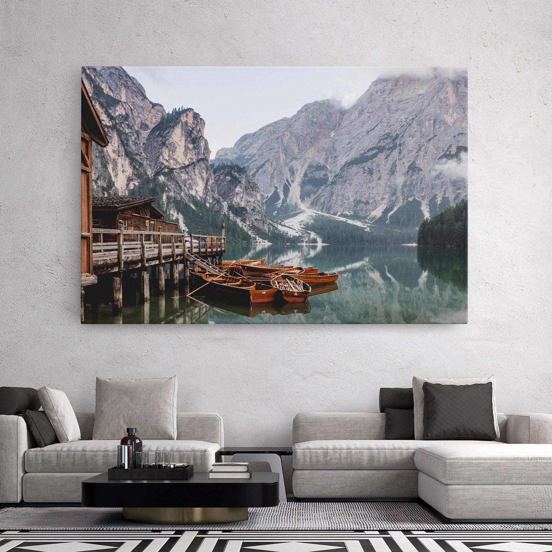 Leinwandbild Boat Lake Mountain mockup 2