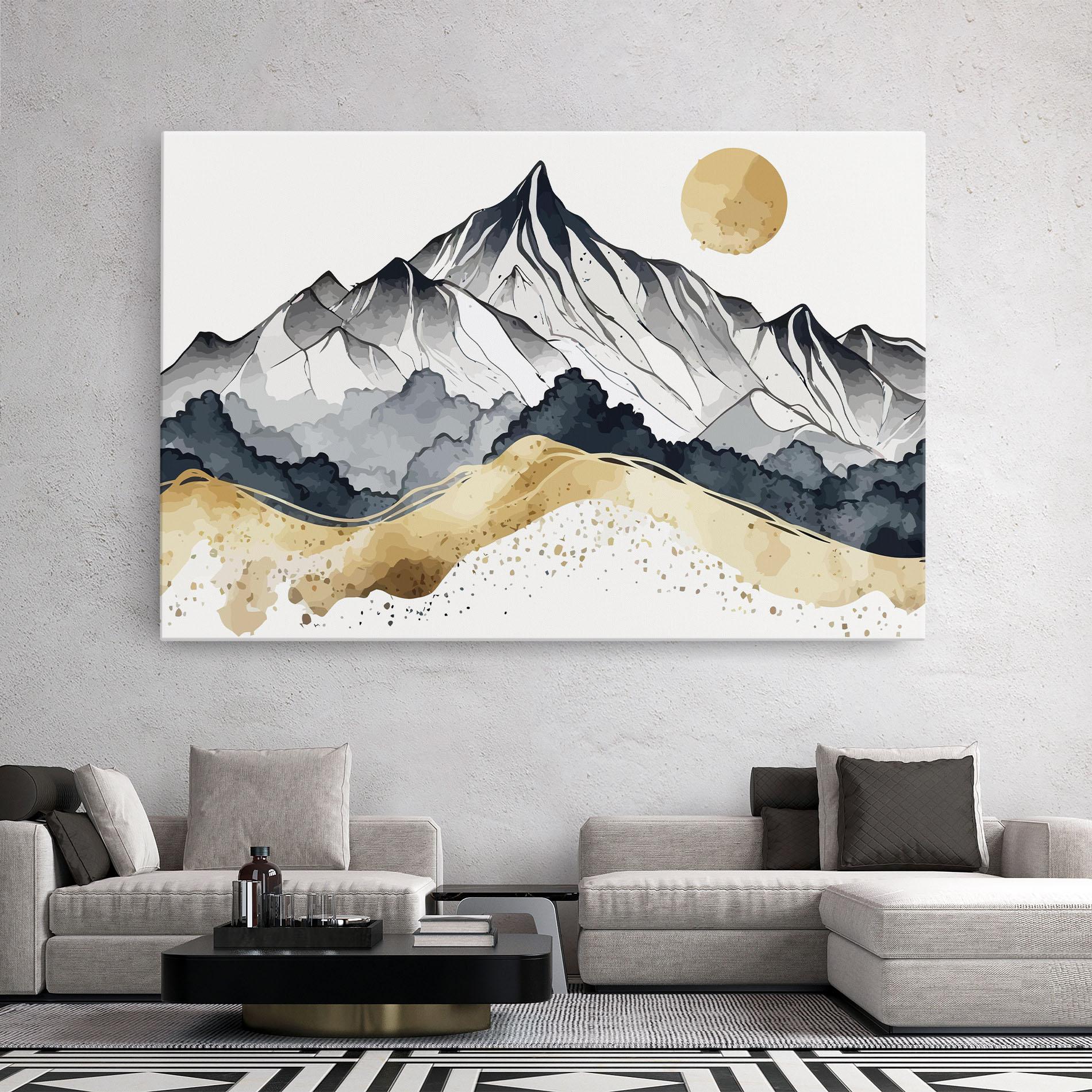 Leinwandbild Grey Gold Mountain mockup 2