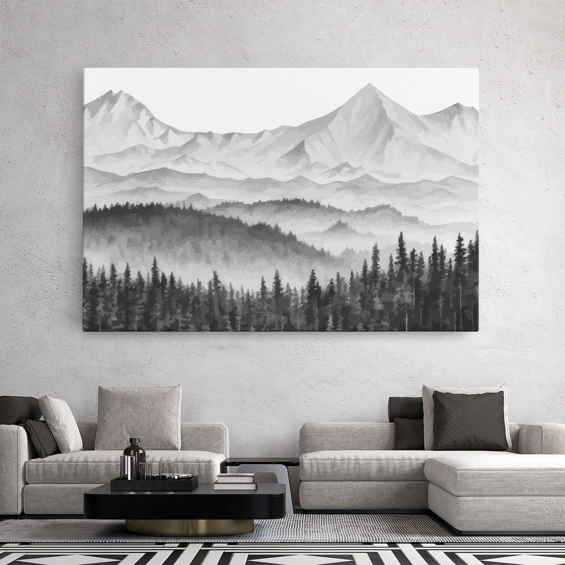 Leinwandbild Grey Mountain Drawing mockup 2