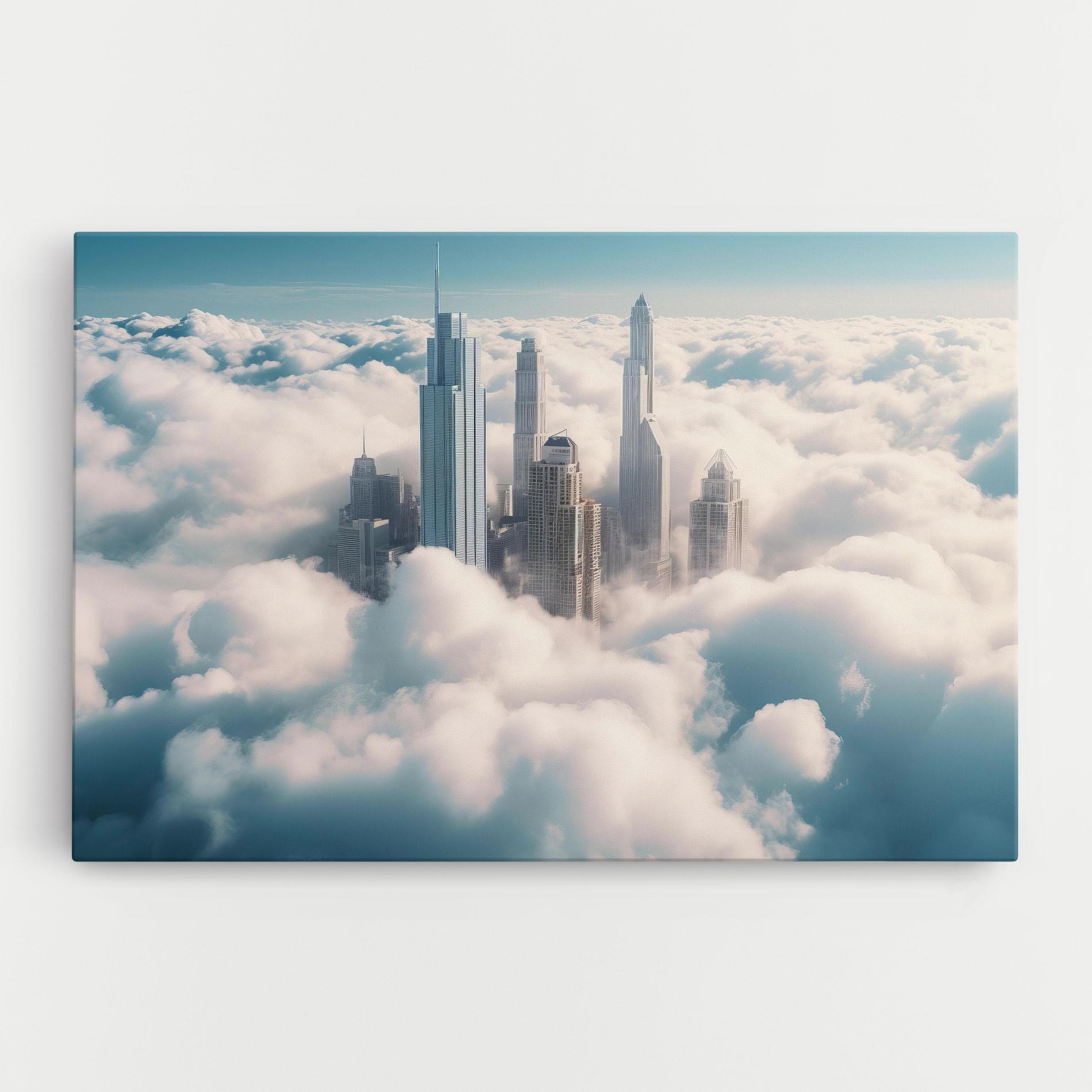 Leinwandbild City Above Clouds mockup 0
