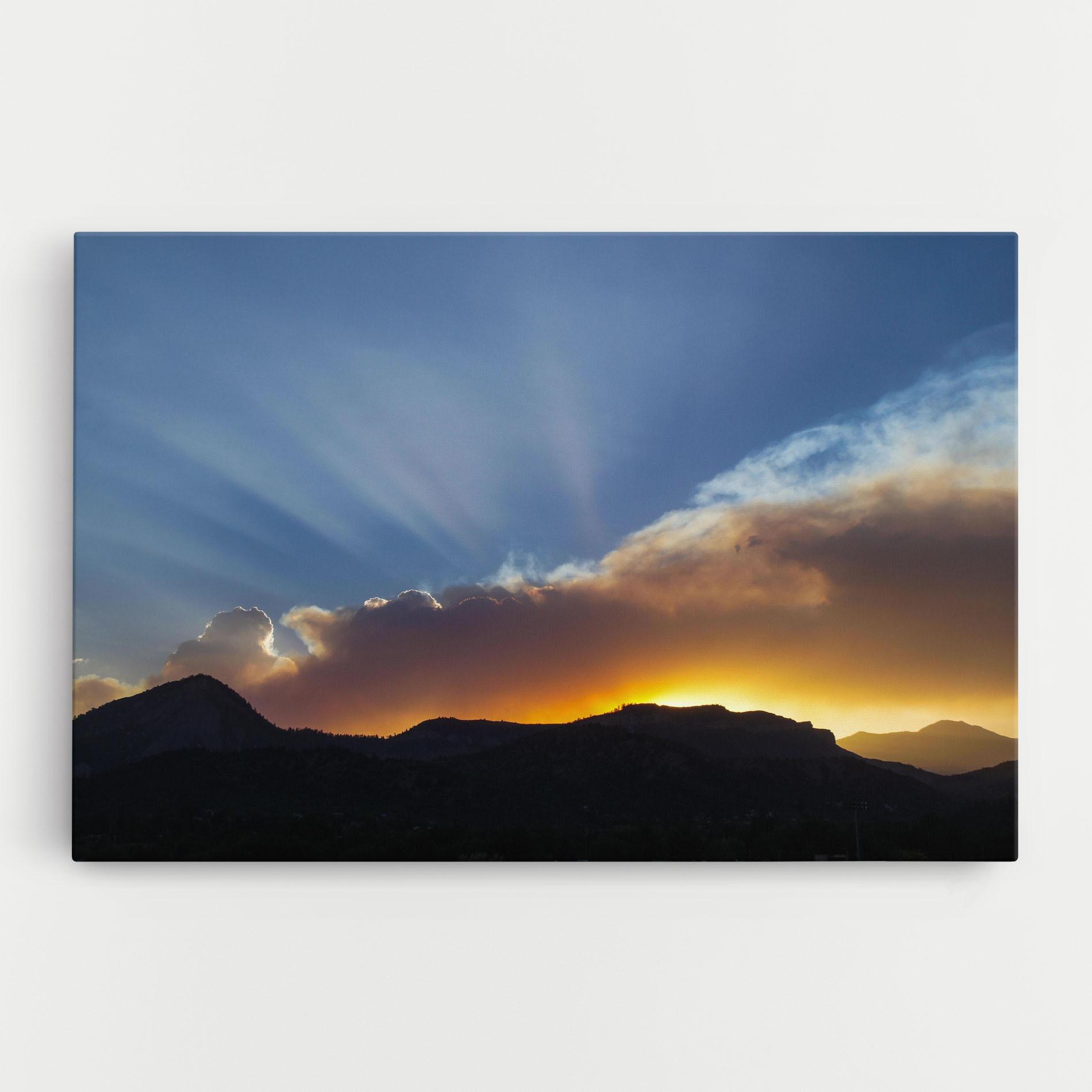 Leinwandbild Mountain Silhouette Sunrise mockup 0