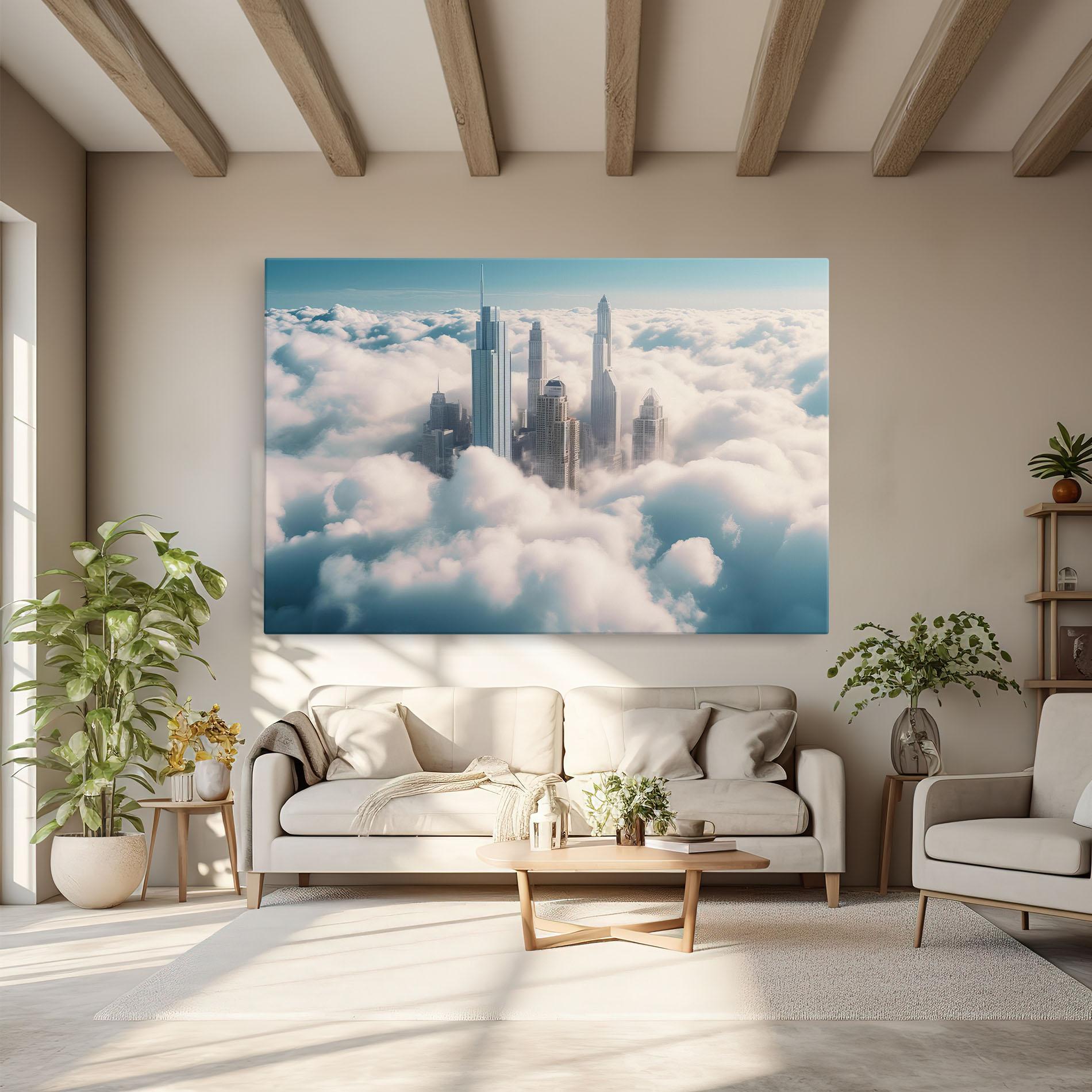 Leinwandbild City Above Clouds mockup 6