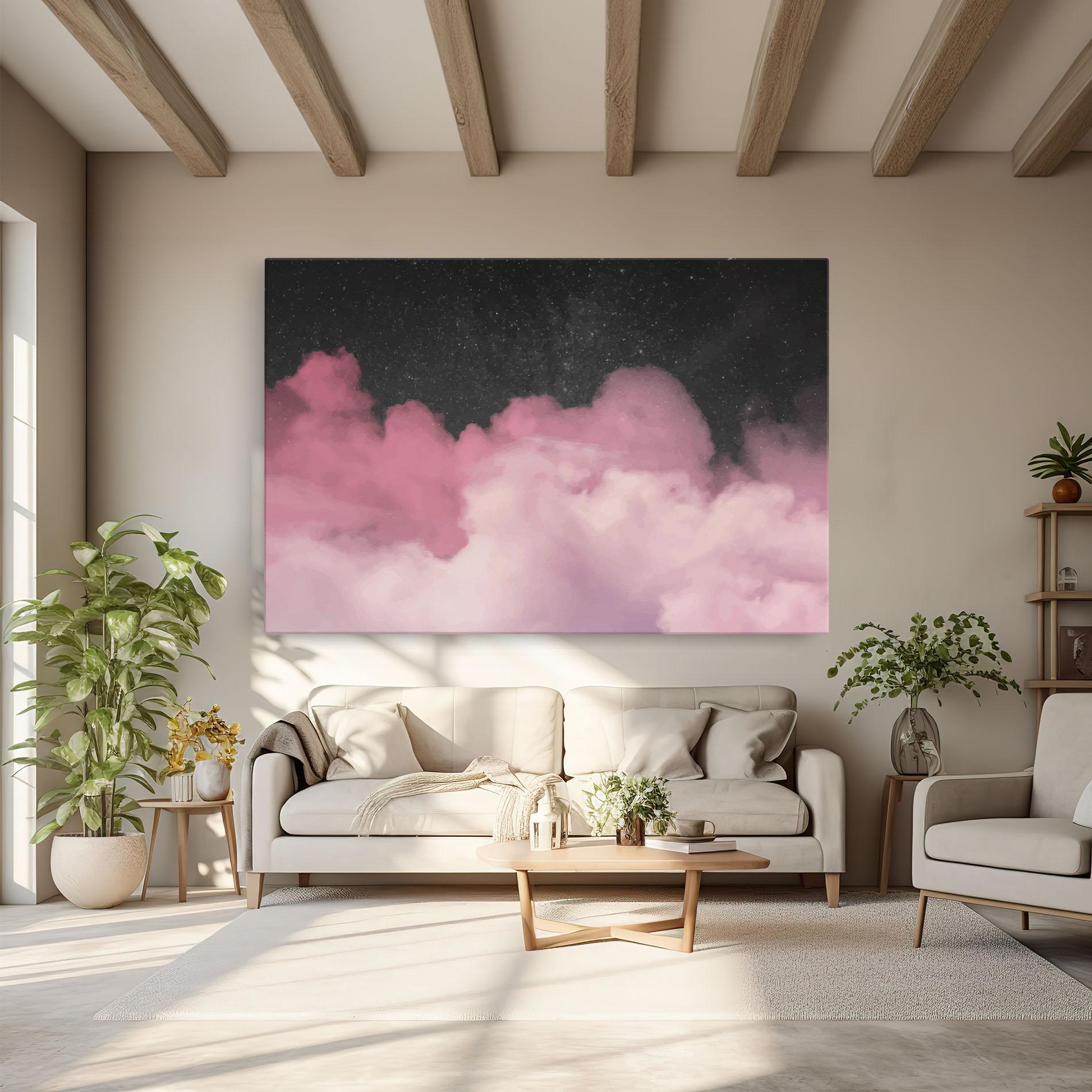 Leinwandbild Clouds Watercolor Purple mockup 6