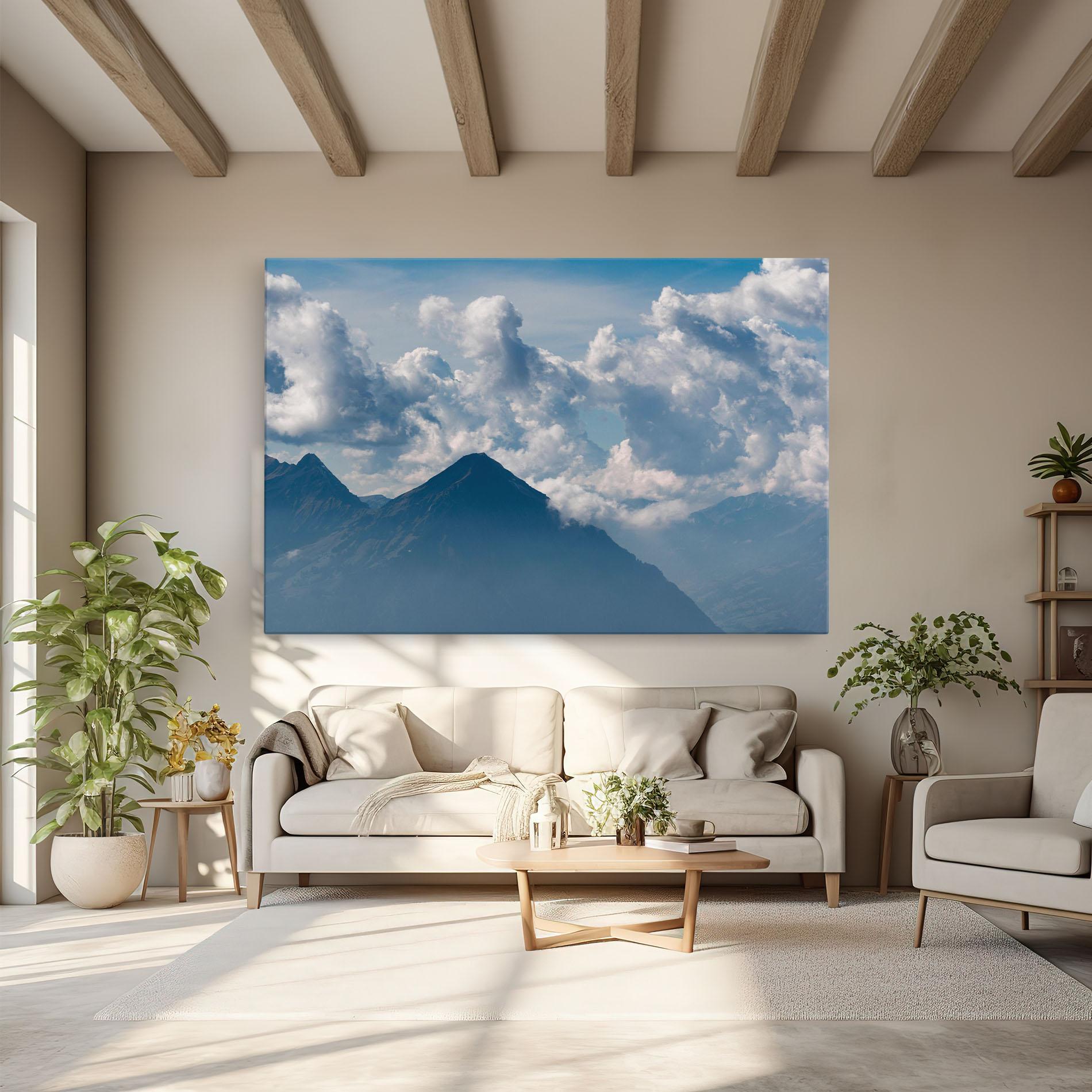Leinwandbild Cloudy View Mountain mockup 6